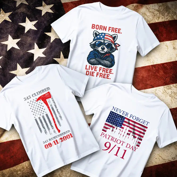Patriotic t-shirts collection hero image – USA flag and eagle graphic tees