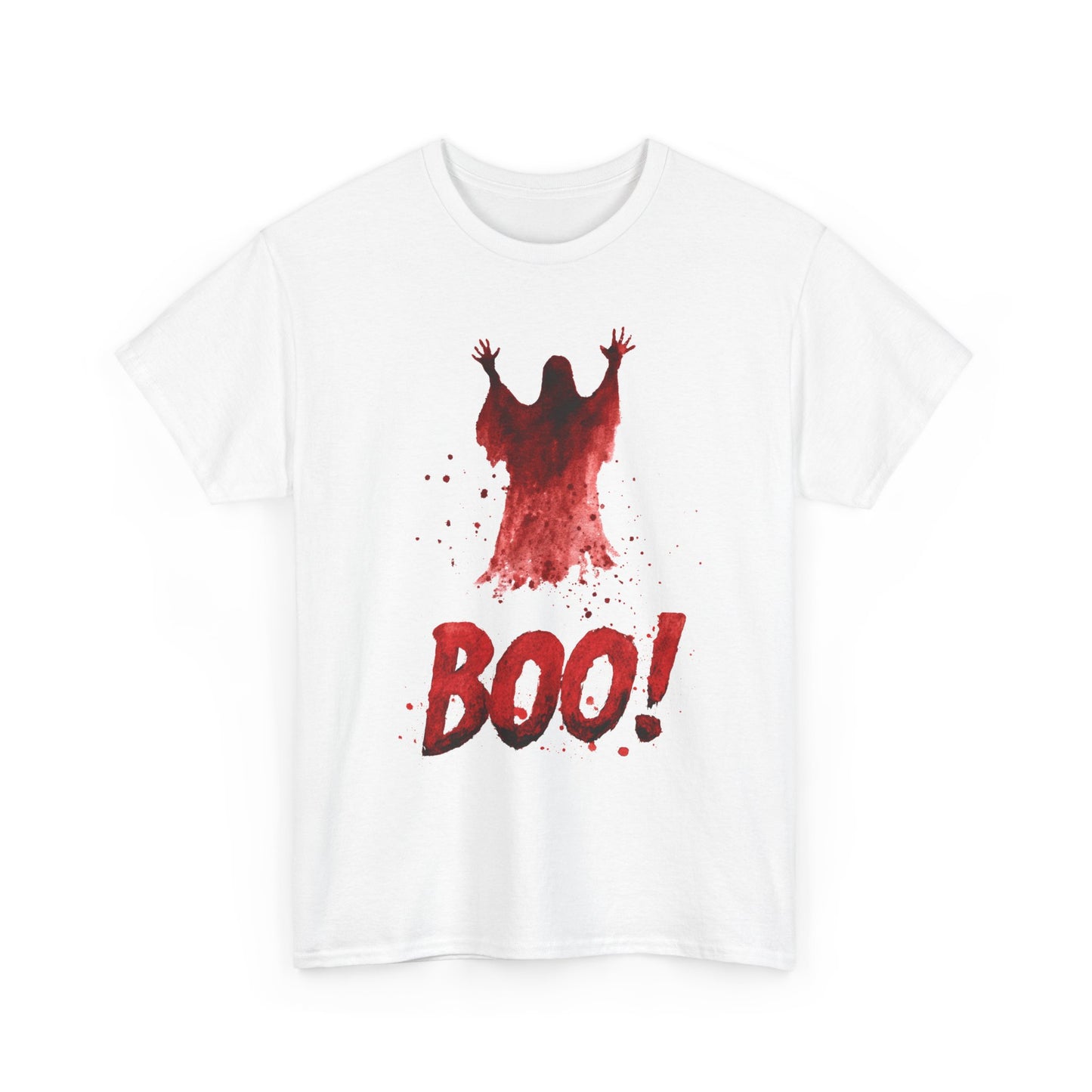 Boo Ghost Halloween T-Shirt - Red Spirit Blood Splatter Horror Tee