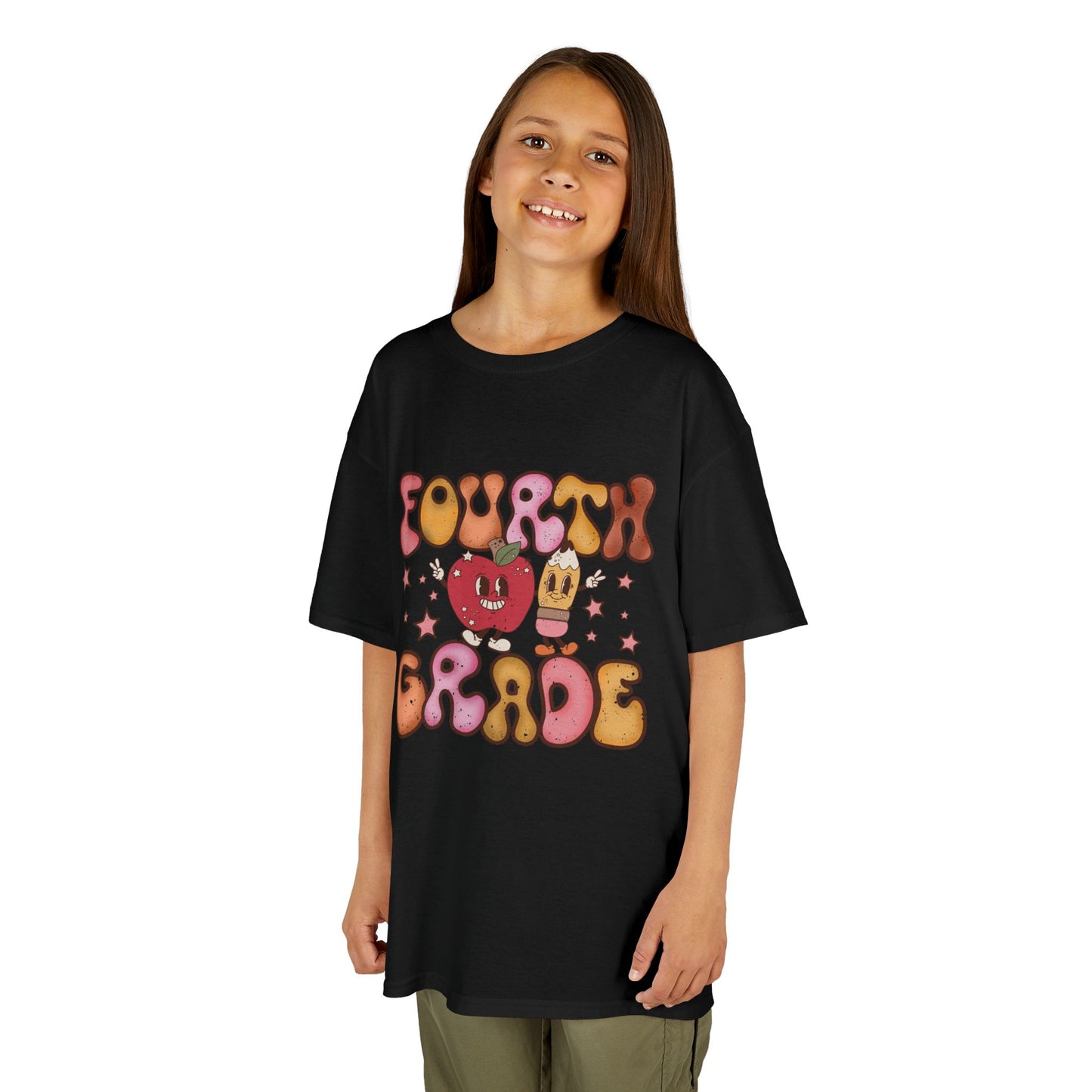 Fourth Grade Bubble Letters T-Shirt | Retro Kawaii Back to School Kids Tee