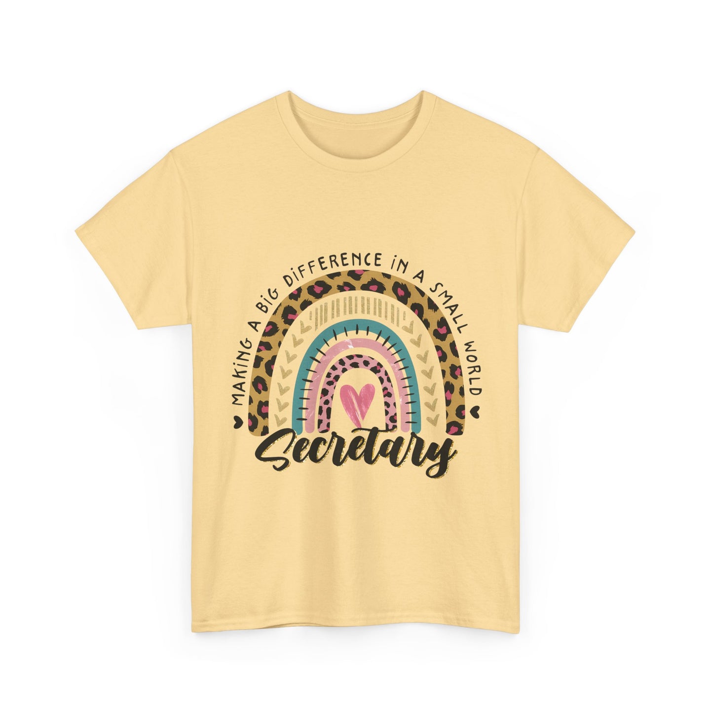 Secretary Rainbow Shirt - Cute Leopard Print Office Tee for Secretaries, Glam Animal Print Heart Gift, Boho Office Assistant T-Shirt