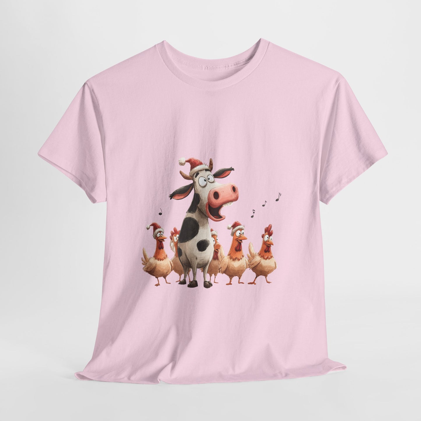 Cow & Chicken Carolers Christmas - Funny Farm Choir Tee