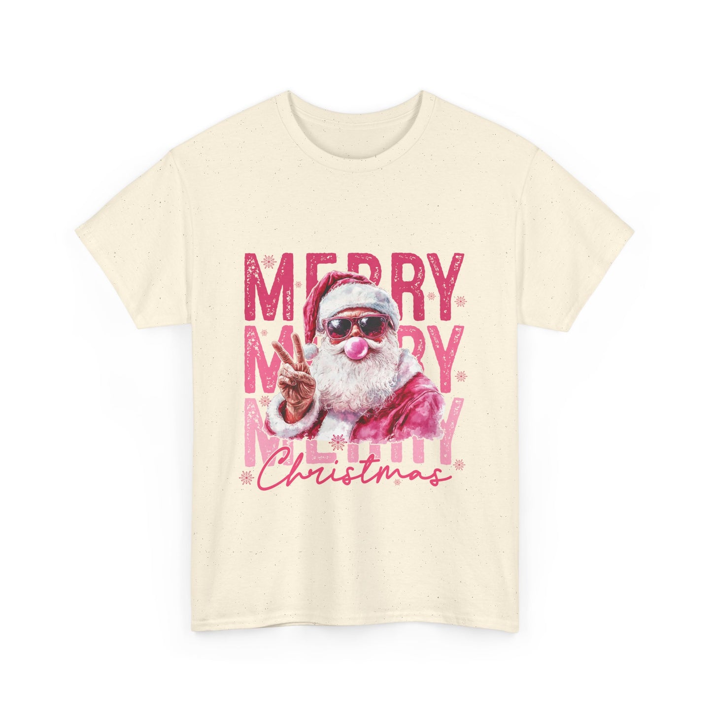 Cool Santa Bubblegum T-Shirt - Pink Merry Christmas Tee