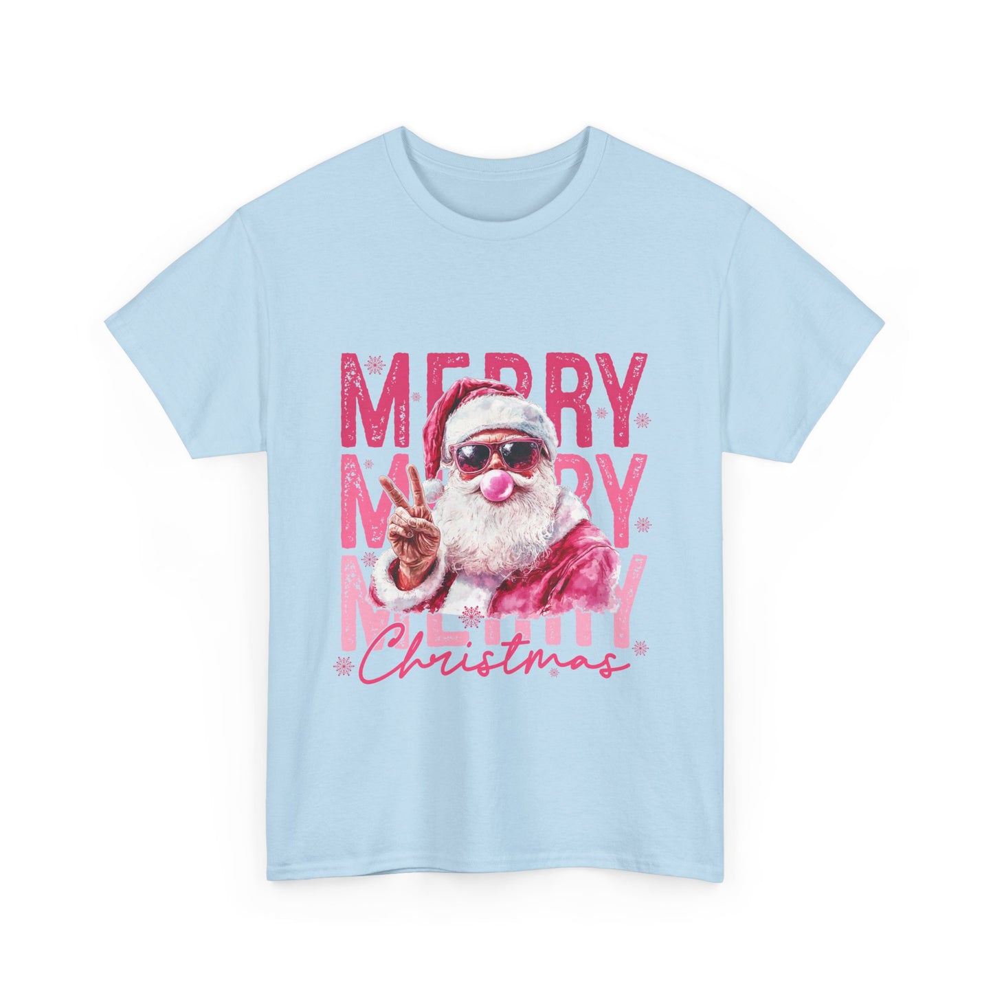 Cool Santa Bubblegum T-Shirt - Pink Merry Christmas Tee