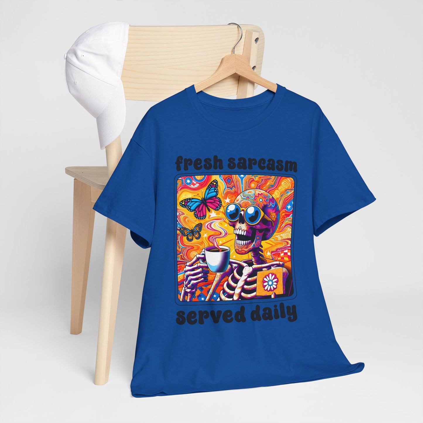 Psychedelic Coffee Skeleton T-Shirt - Trippy Boho Butterfly Tee
