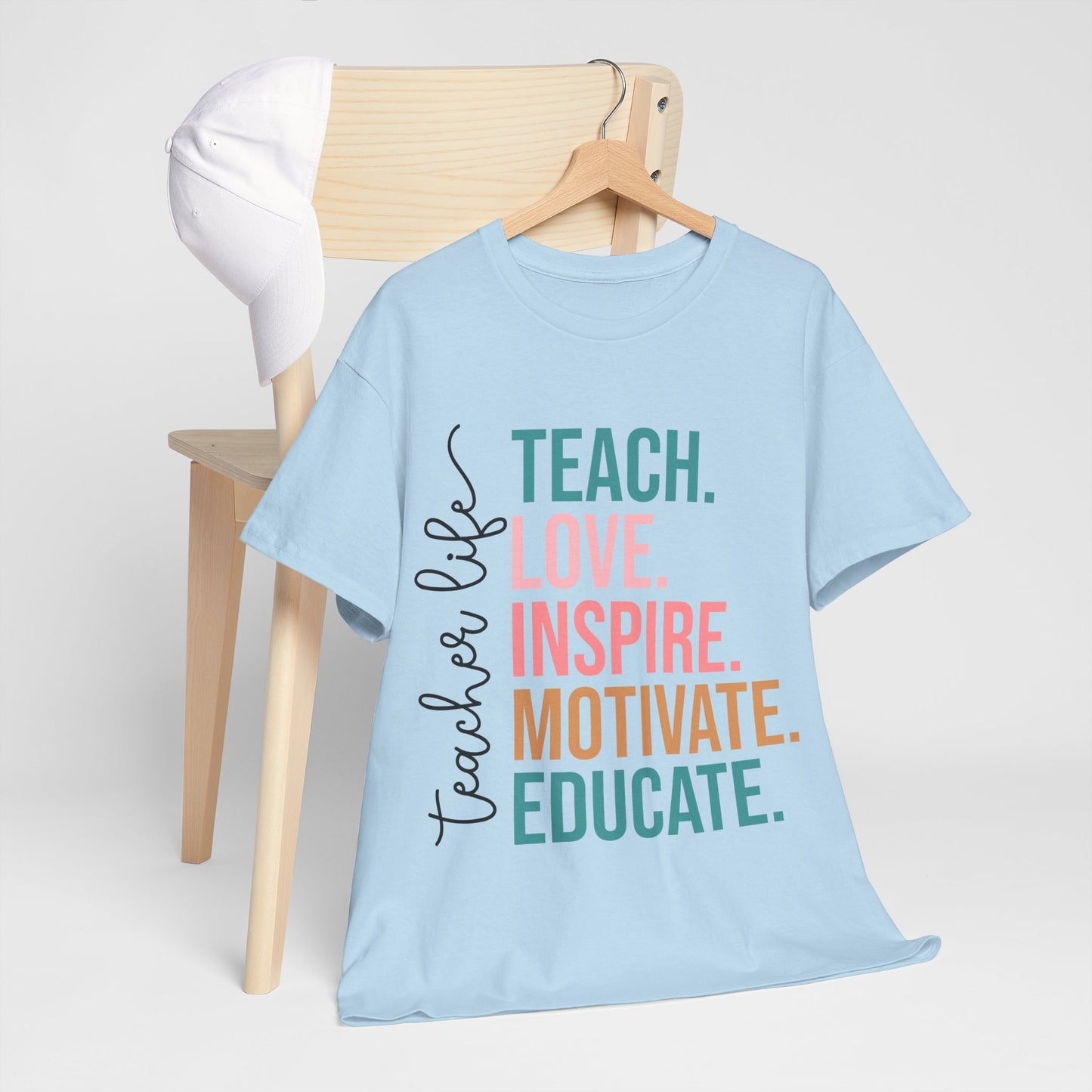 Teach Love Inspire Motivate Educate Shirt - Minimalist Teacher Life Tee, Positive Education Shirt Gift for Educators & Coaches