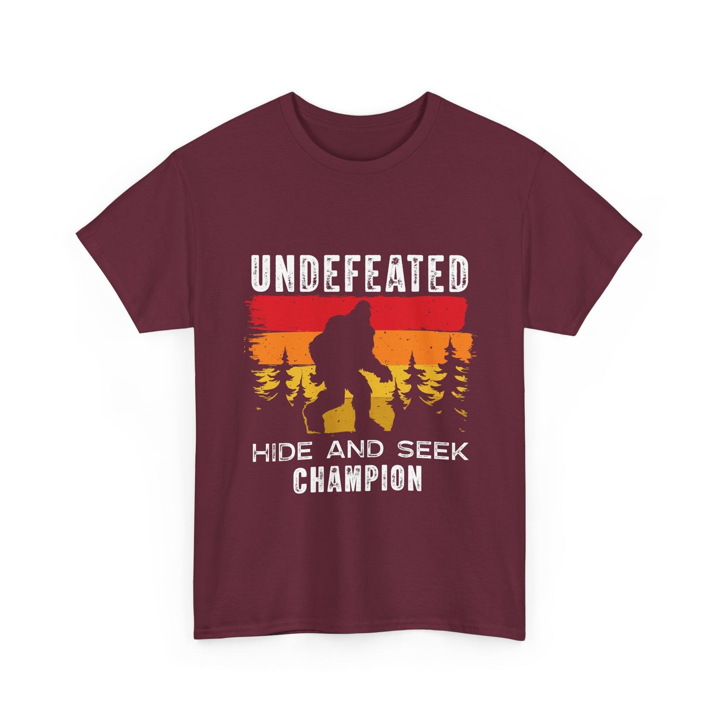 Undefeated Hide and Seek Champion Bigfoot T-Shirt - Retro Sunset Tee