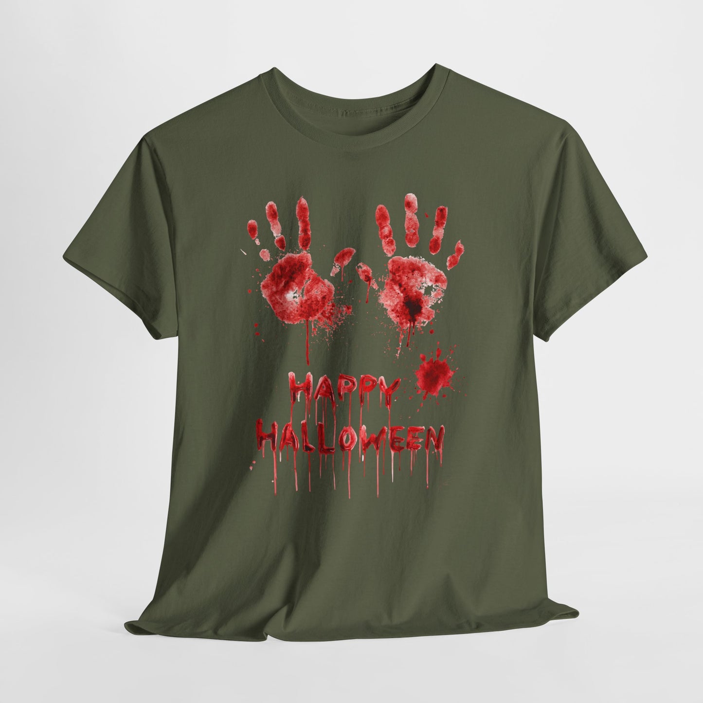 Happy Halloween Blood Handprints T-Shirt - Dripping Horror Tee