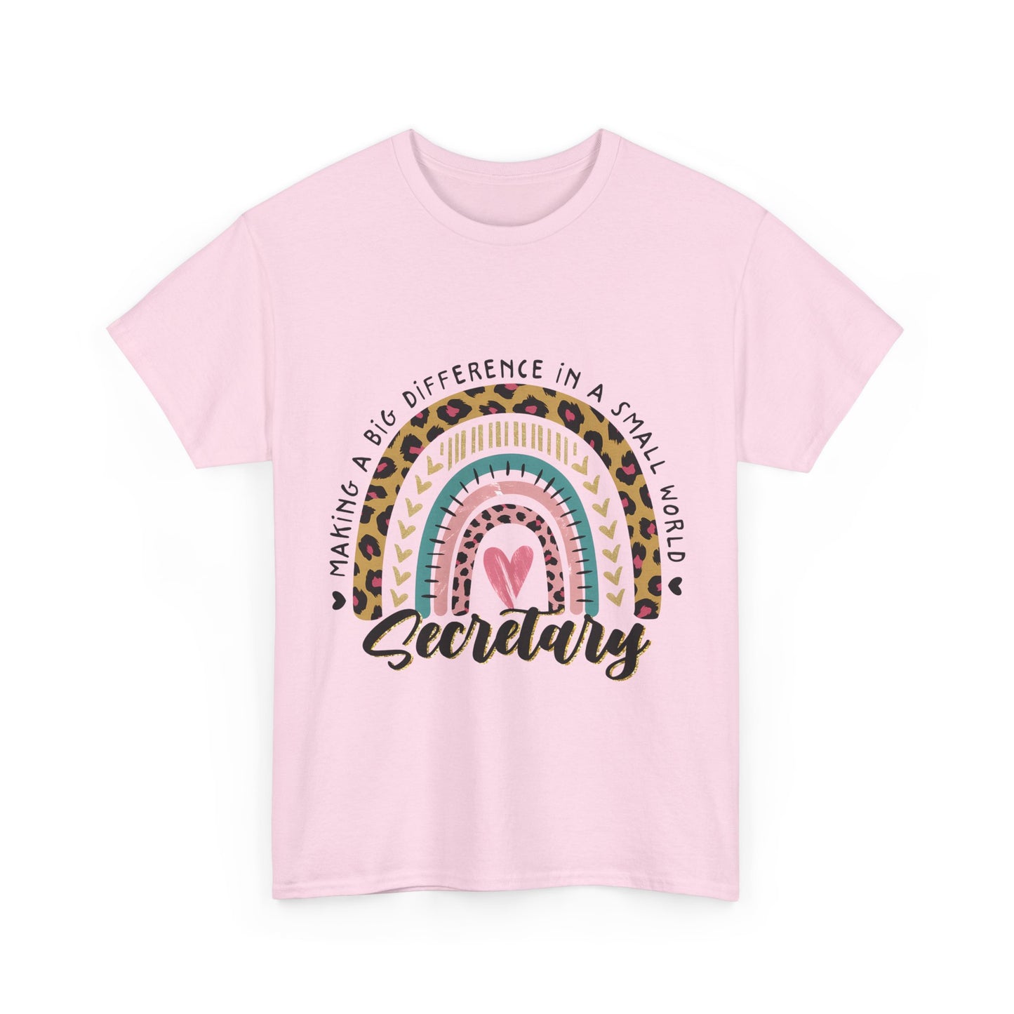 Secretary Rainbow Shirt - Cute Leopard Print Office Tee for Secretaries, Glam Animal Print Heart Gift, Boho Office Assistant T-Shirt