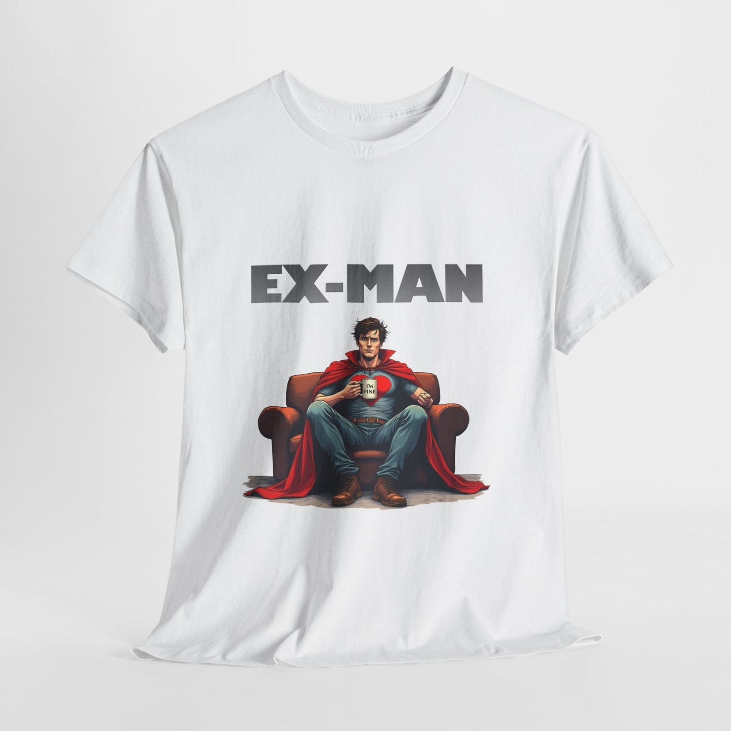 EX-MAN - Funny Superhero Breakup Parody T-Shirt | Heartbroken Comic Antihero Tee for Marvel Fans
