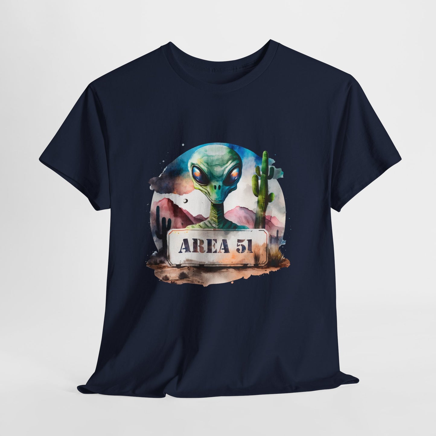 Area 51 Alien Shirt - Watercolor UFO Desert Tee, Roswell Sci-Fi Aesthetic T-Shirt