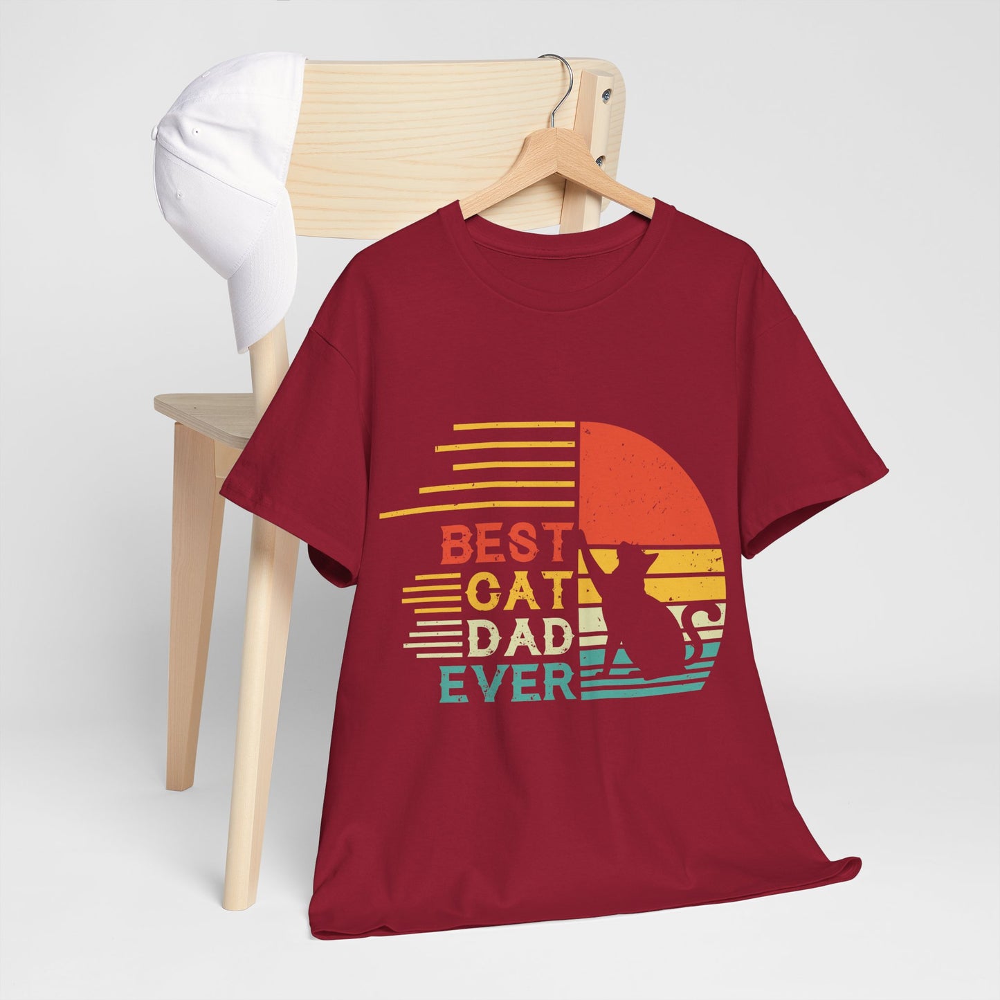 Best Cat Dad Ever Shirt - Retro Funny Cat Dad Tee for Men