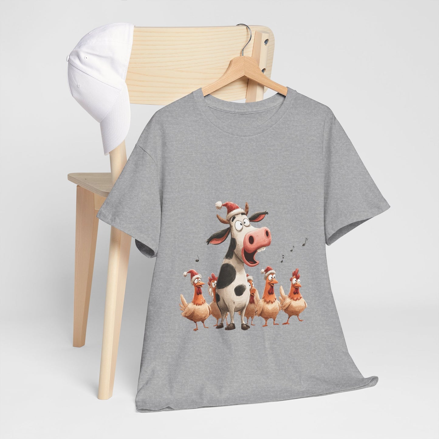 Cow & Chicken Carolers Christmas - Funny Farm Choir Tee