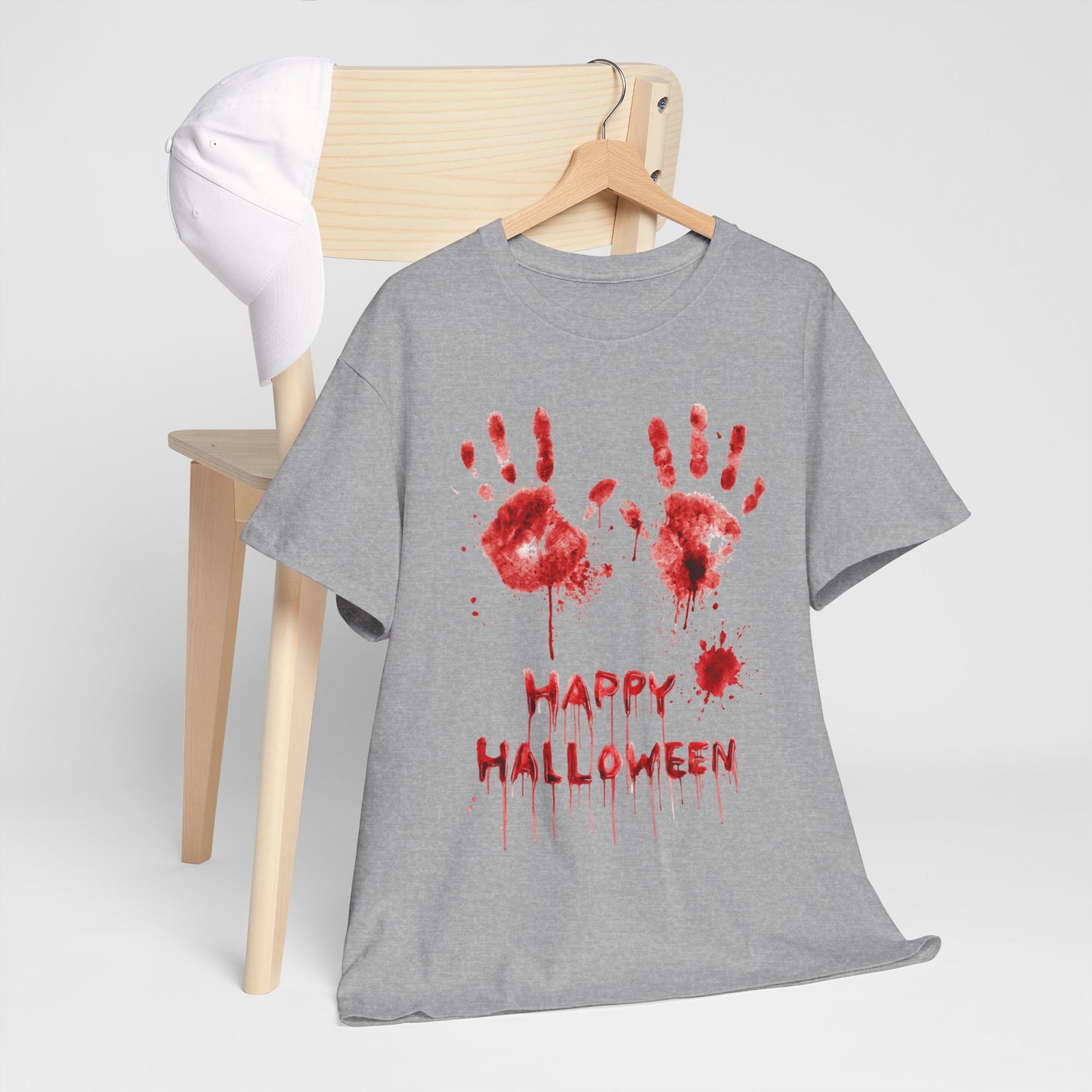 Happy Halloween Blood Handprints T-Shirt - Dripping Horror Tee