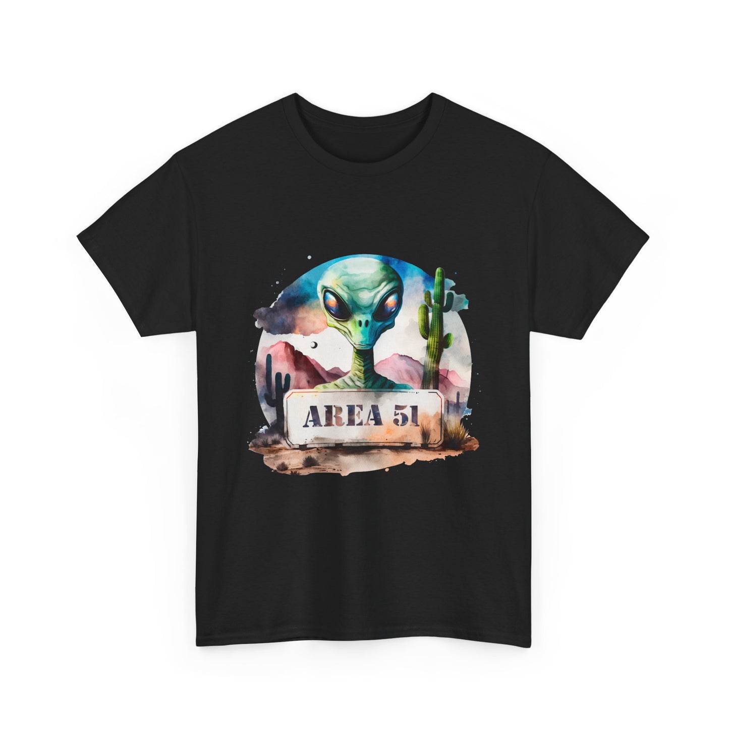 Area 51 Alien Shirt - Watercolor UFO Desert Tee, Roswell Sci-Fi Aesthetic T-Shirt