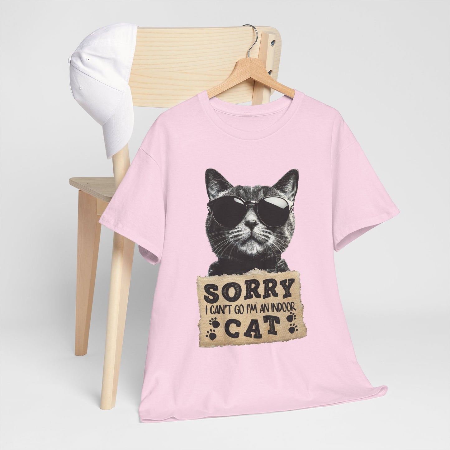 Indoor Cat T-Shirt - Sorry I Can't Go Meme Tee