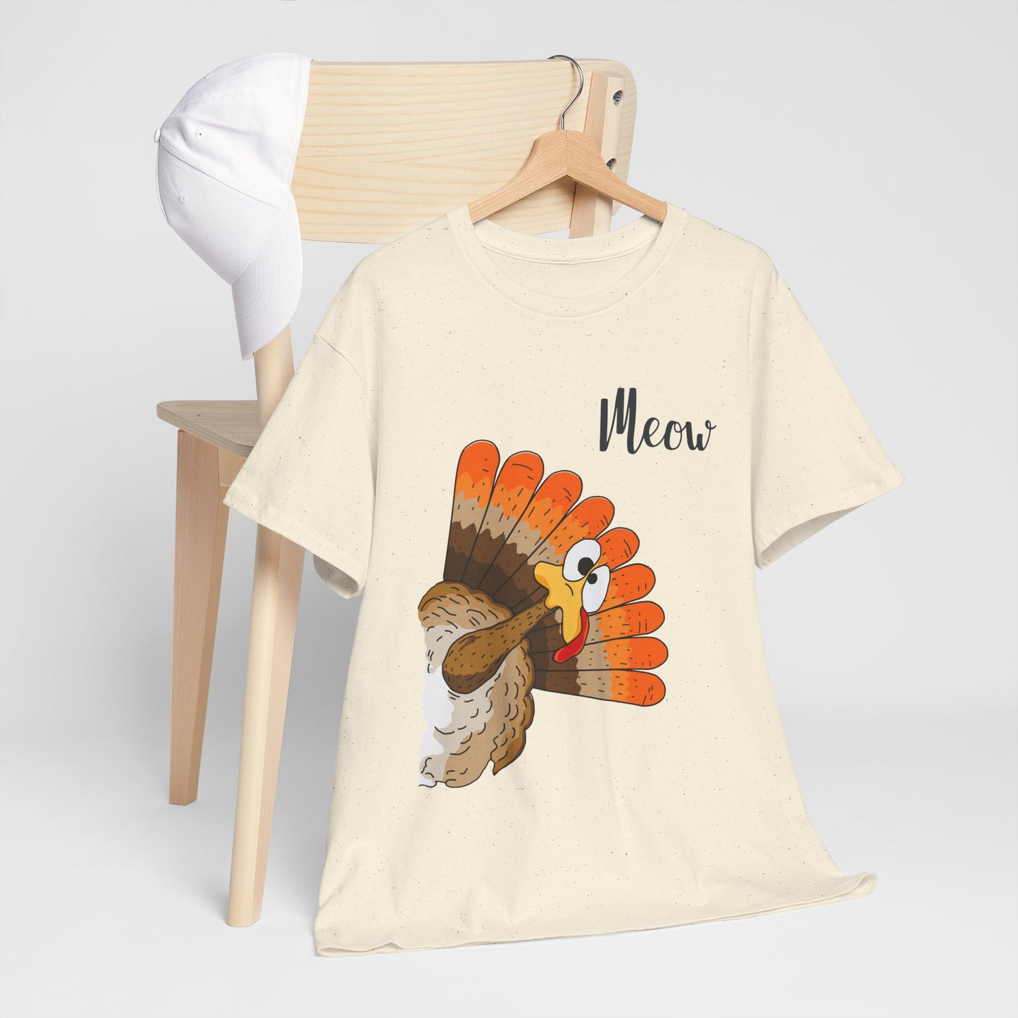 Funny Cat Turkey T-Shirt - Thanksgiving Meow Cat Lover Tee