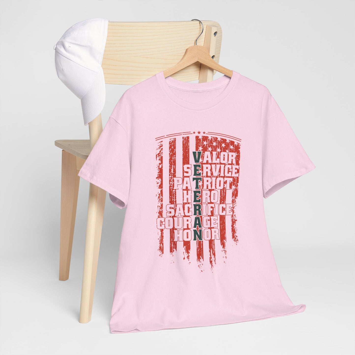 Veteran Word Art T-Shirt - Military Acronym Flag Tee