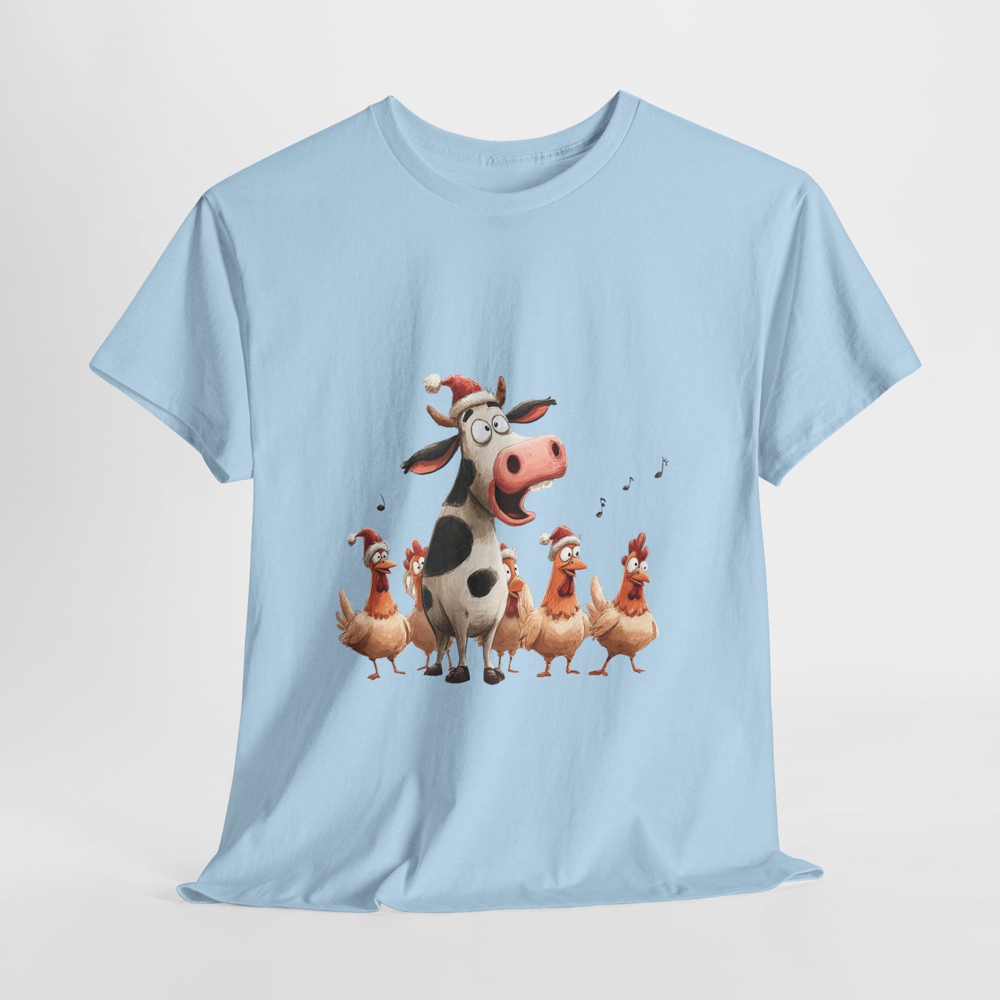 Cow & Chicken Carolers Christmas - Funny Farm Choir Tee