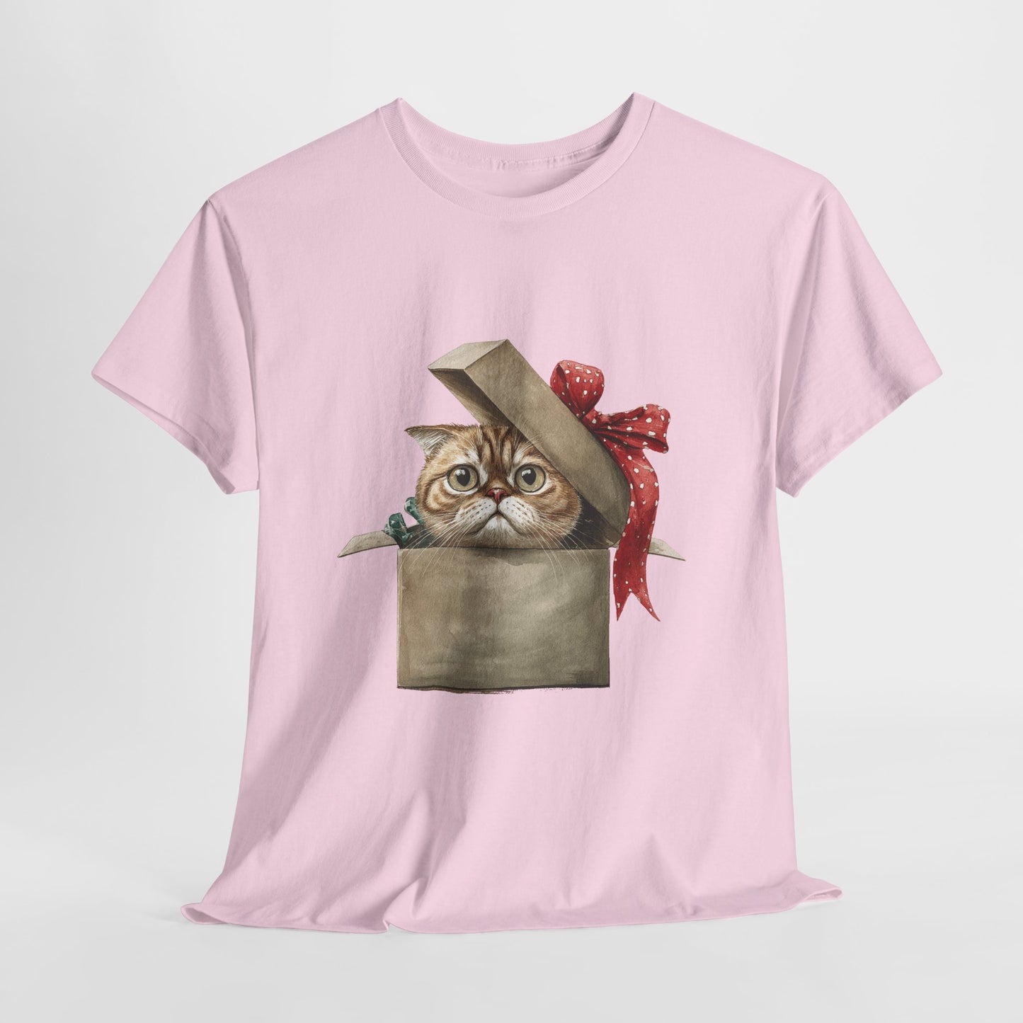Christmas Gift Box Cat T-Shirt - Kitty in Present Tee