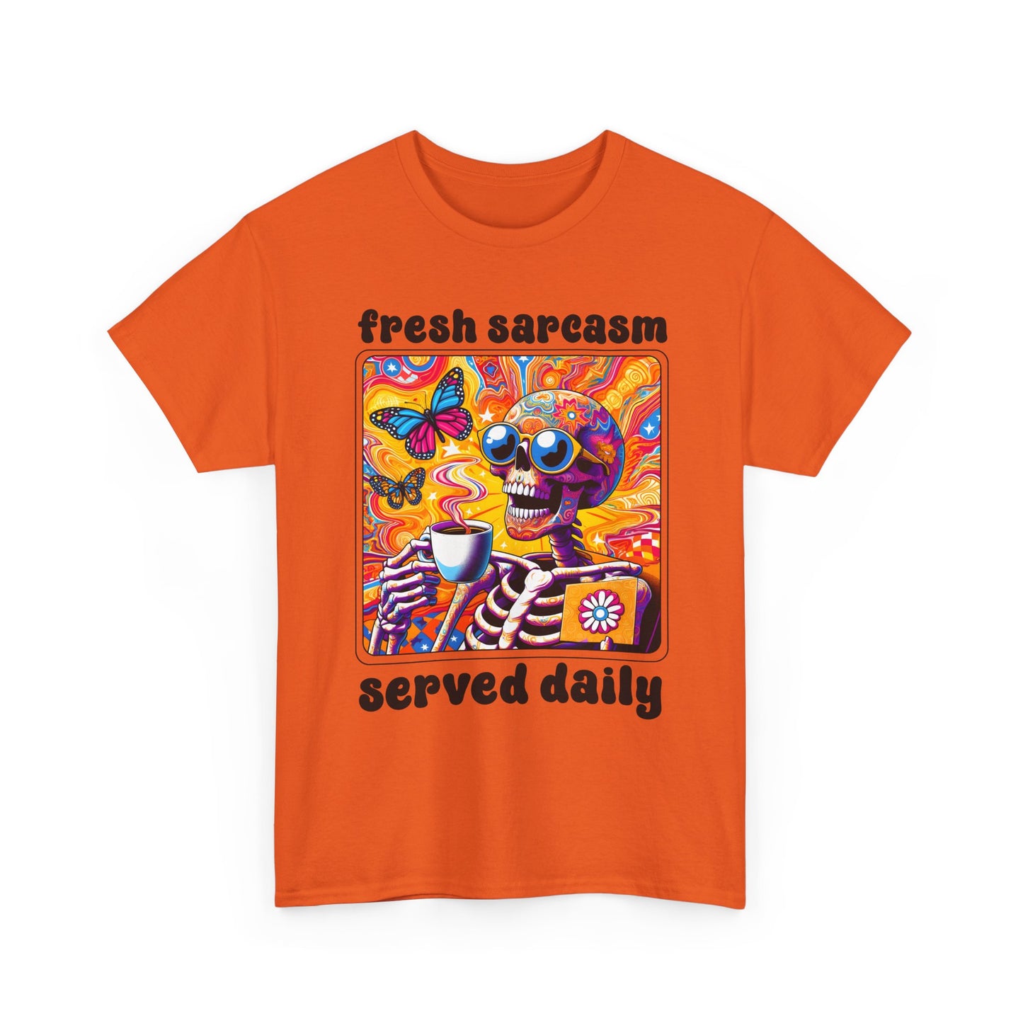 Psychedelic Coffee Skeleton T-Shirt - Trippy Boho Butterfly Tee