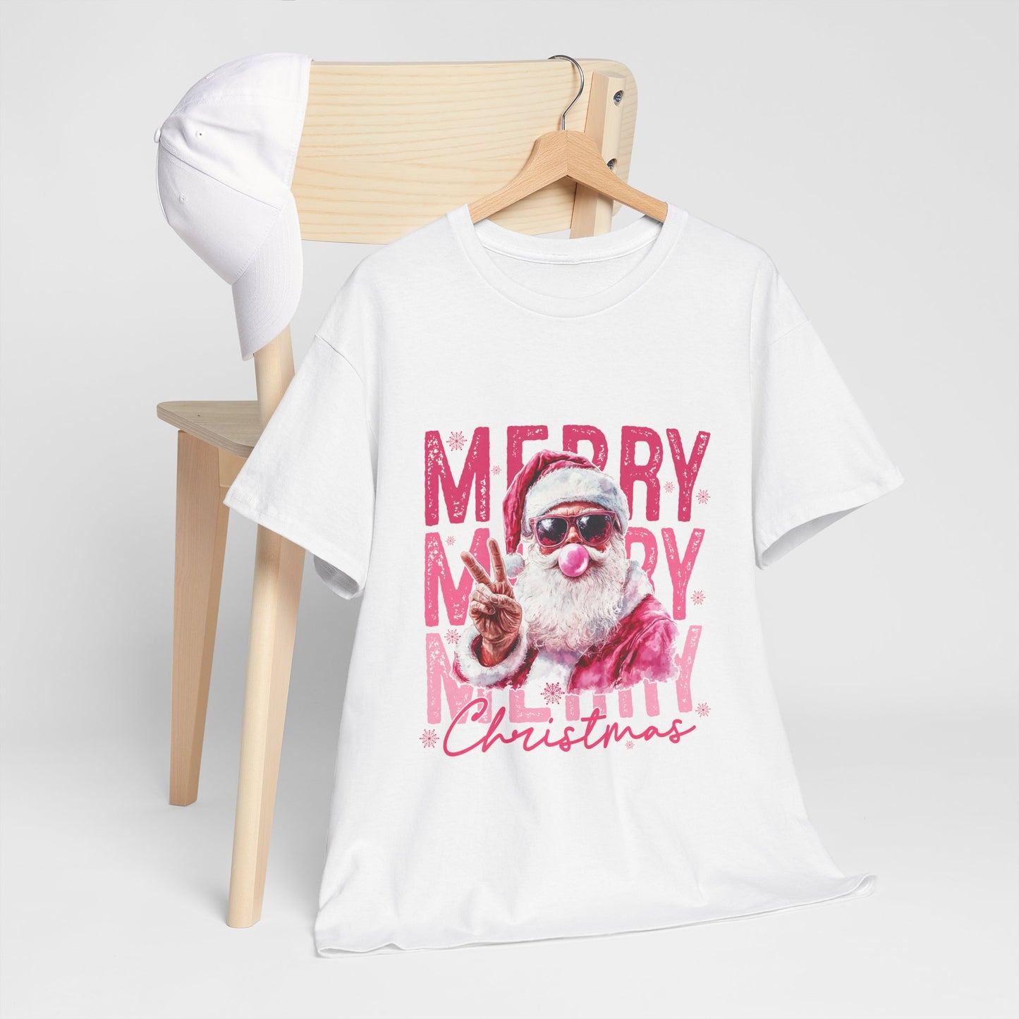 Cool Santa Bubblegum T-Shirt - Pink Merry Christmas Tee