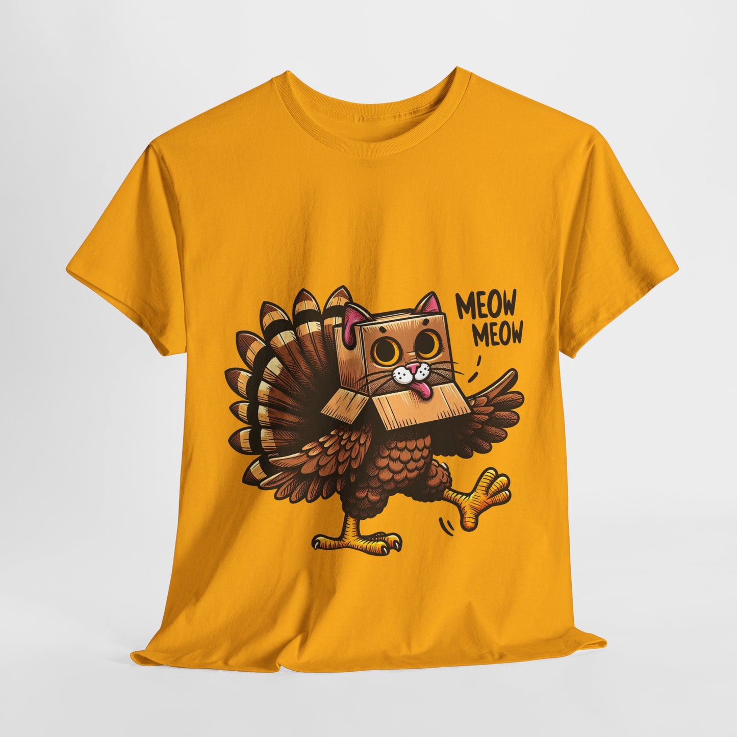 Funny Turkey Cat T-Shirt - Thanksgiving Meow Meow Cat Lover Tee