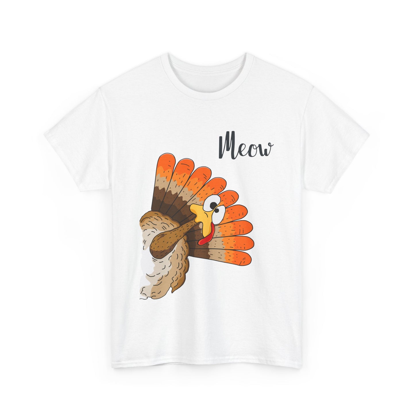 Funny Cat Turkey T-Shirt - Thanksgiving Meow Cat Lover Tee