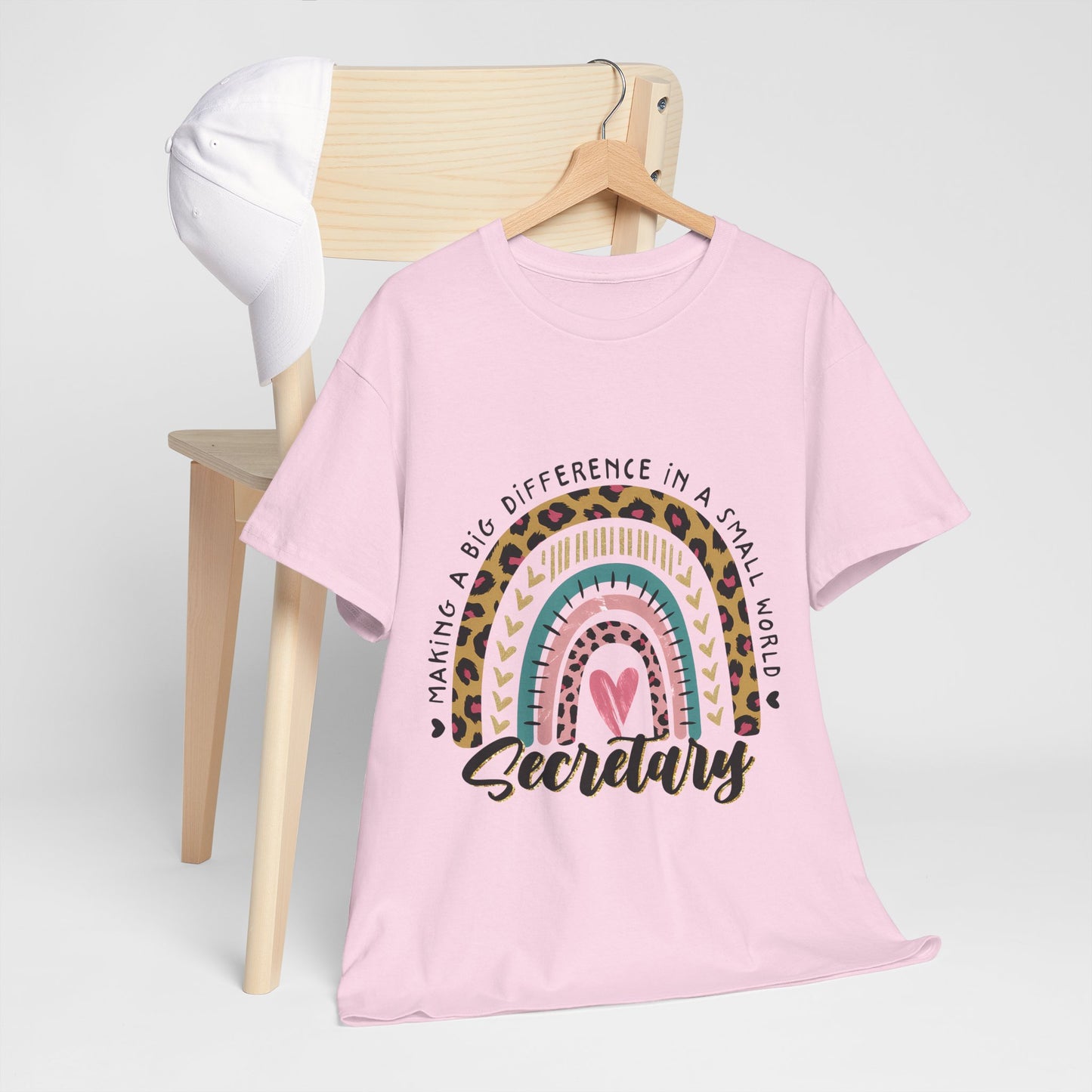 Secretary Rainbow Shirt - Cute Leopard Print Office Tee for Secretaries, Glam Animal Print Heart Gift, Boho Office Assistant T-Shirt