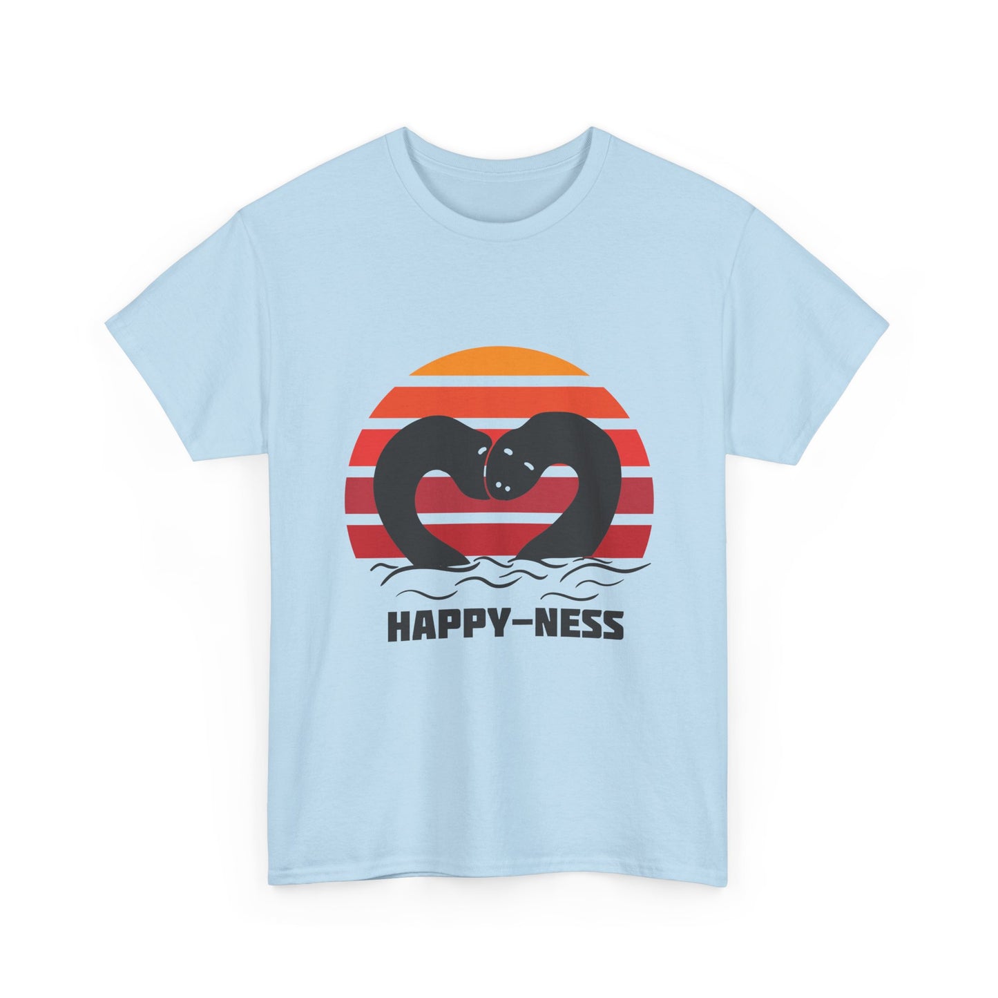 Happy-Ness Loch Ness Shirt - Cute Nessie Heart Retro Sunset Tee - Scotland Souvenir