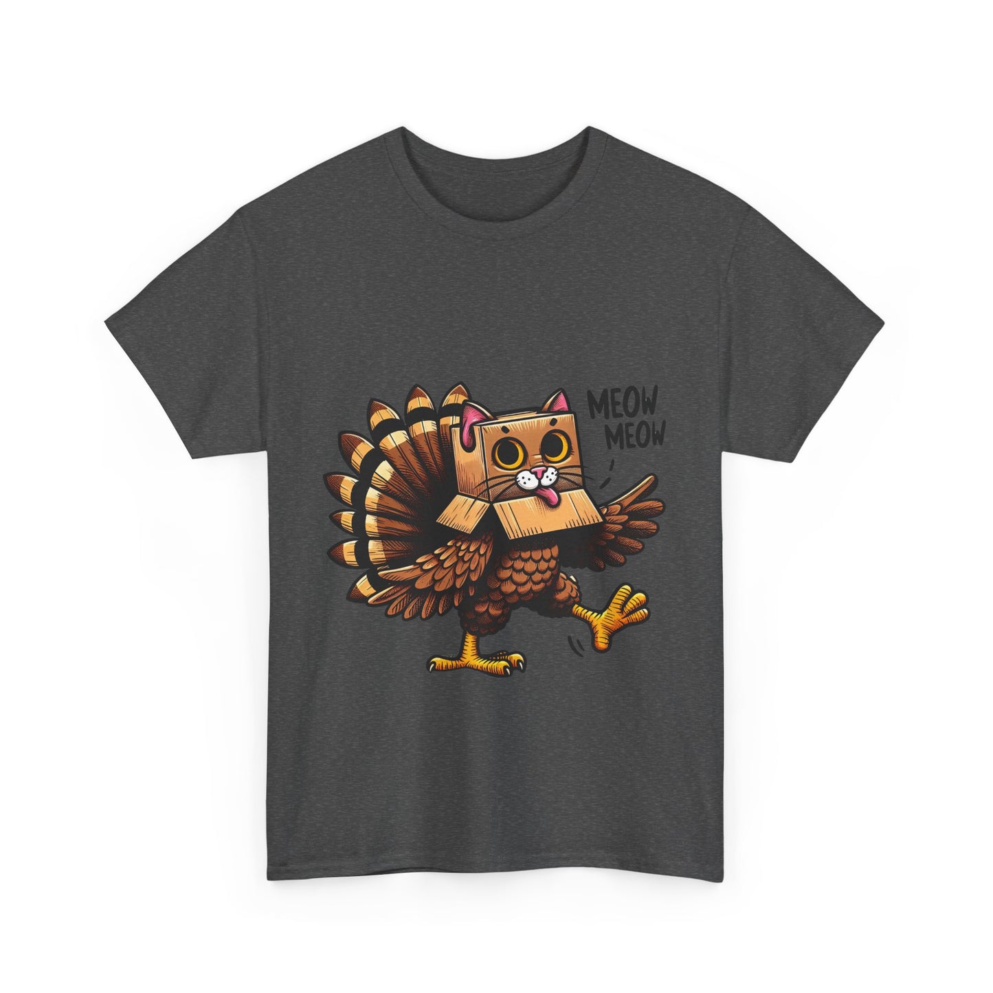 Funny Turkey Cat T-Shirt - Thanksgiving Meow Meow Cat Lover Tee