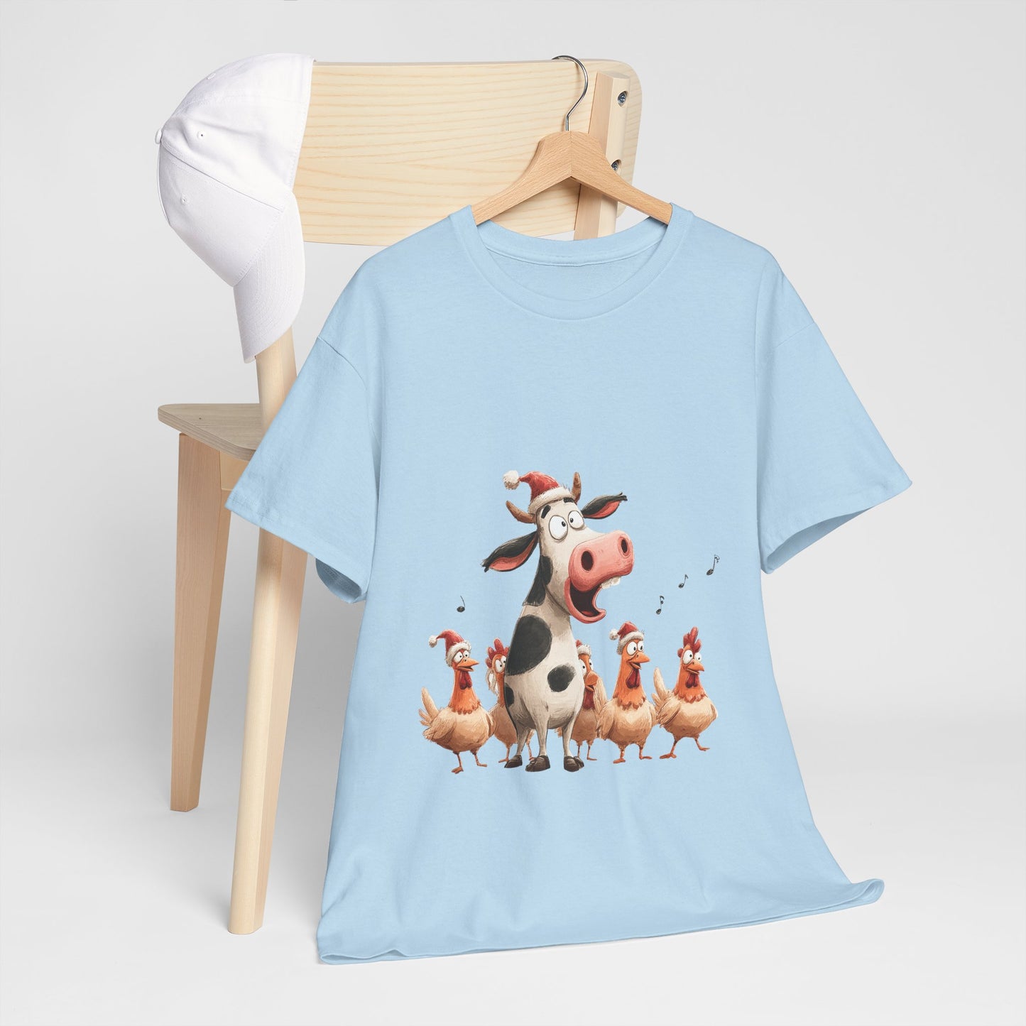 Cow & Chicken Carolers Christmas - Funny Farm Choir Tee