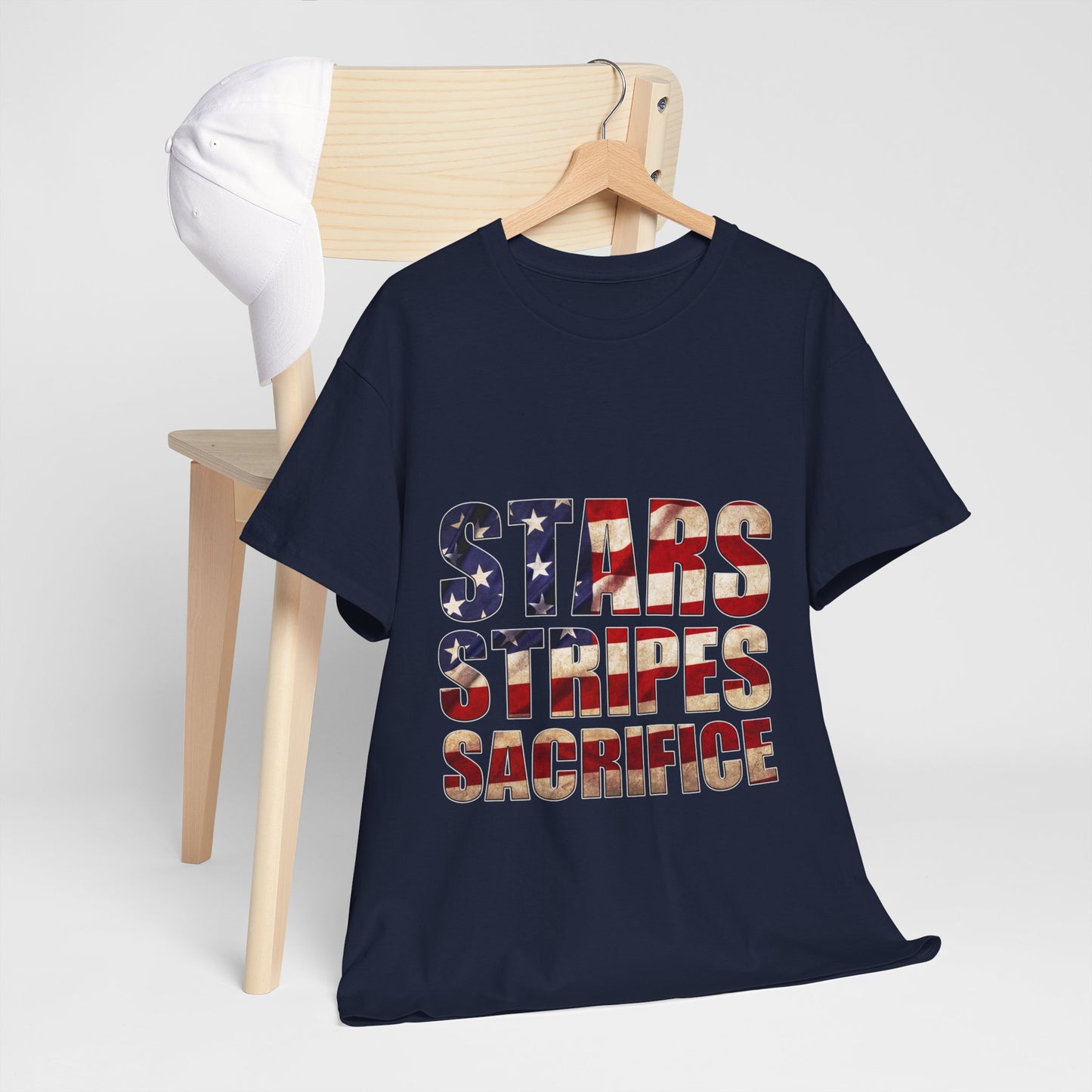 Stars Stripes Sacrifice T-Shirt - Patriotic Veteran USA Flag Tee