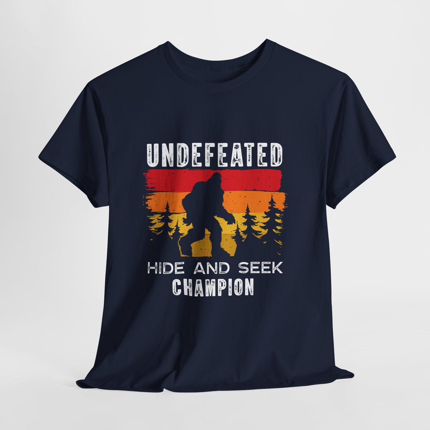 Undefeated Hide and Seek Champion Bigfoot T-Shirt - Retro Sunset Tee