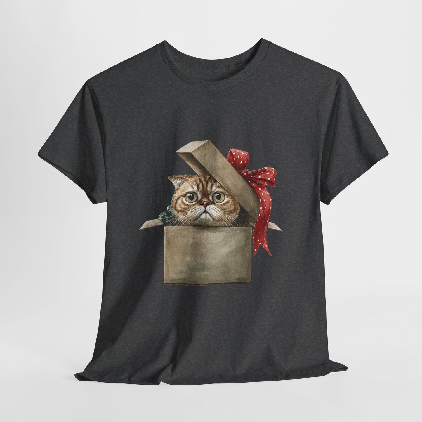 Christmas Gift Box Cat T-Shirt - Kitty in Present Tee