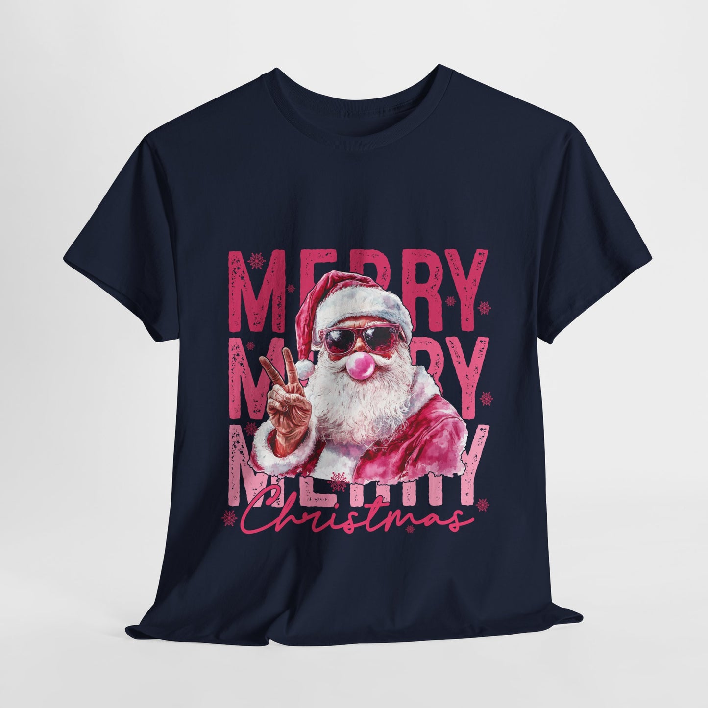 Cool Santa Bubblegum T-Shirt - Pink Merry Christmas Tee