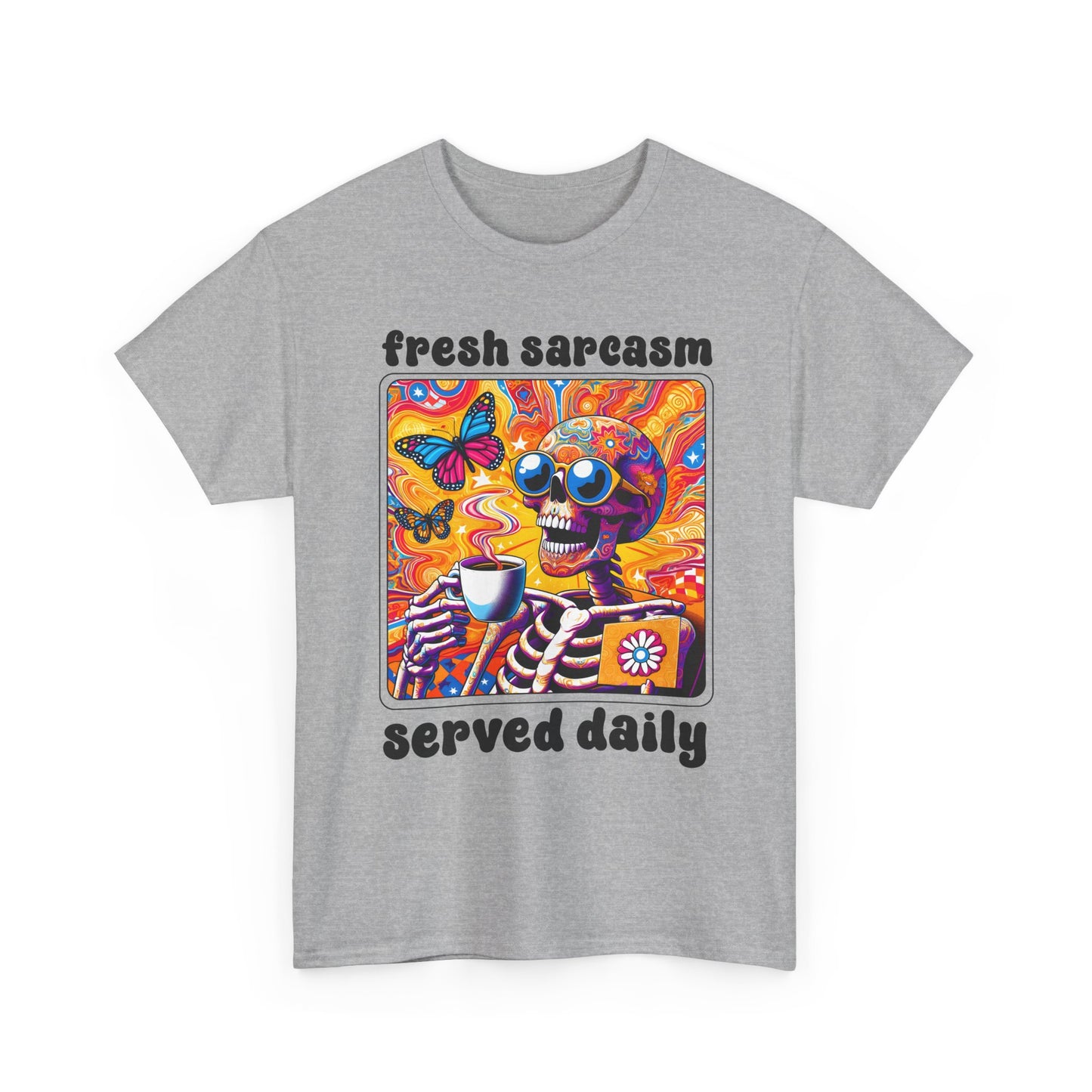 Psychedelic Coffee Skeleton T-Shirt - Trippy Boho Butterfly Tee