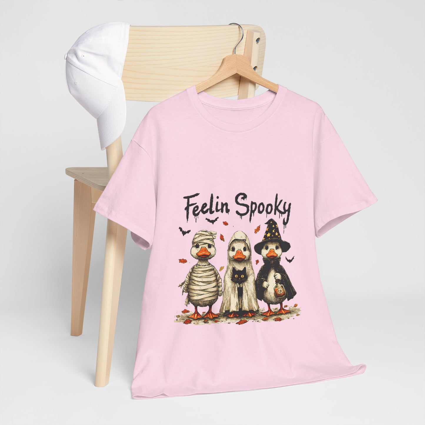Feelin Spooky Goose Halloween T-Shirt - Cute Ducks in Costumes Tee