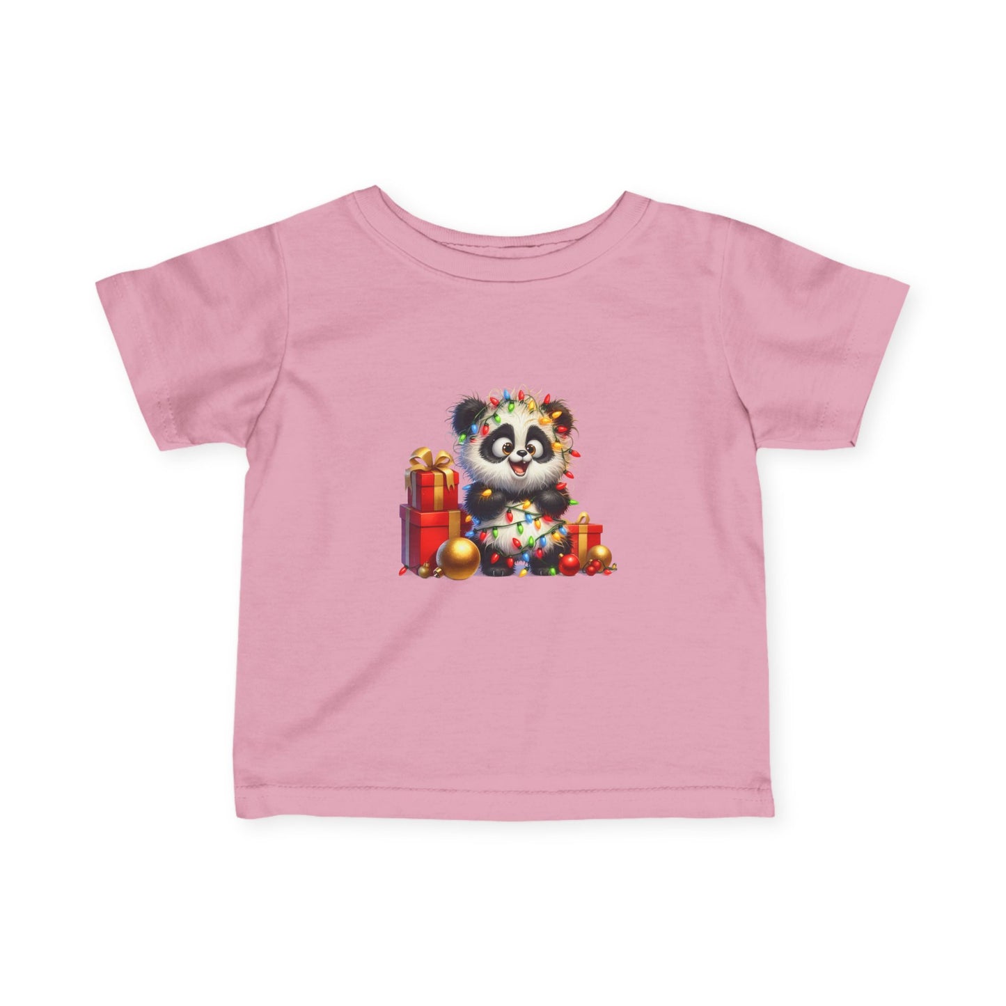 Baby Panda Christmas Lights Infant T-Shirt – Cute Holiday Outfit
