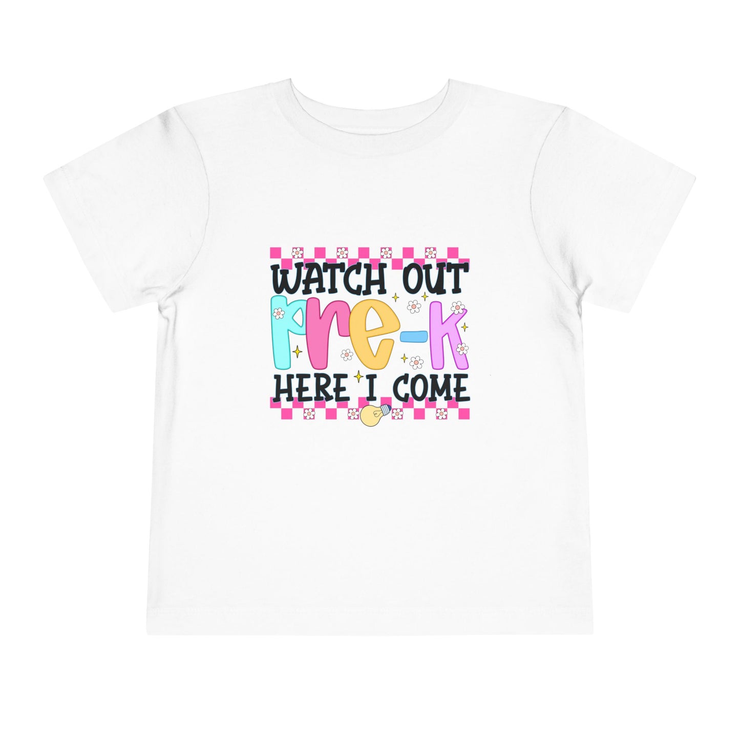 Watch Out Pre-K Shirt - Cute Toddler Back to School Tee, Preschool Here I Come Shirt for Kids, Colorful First Day of Pre-K Outfit