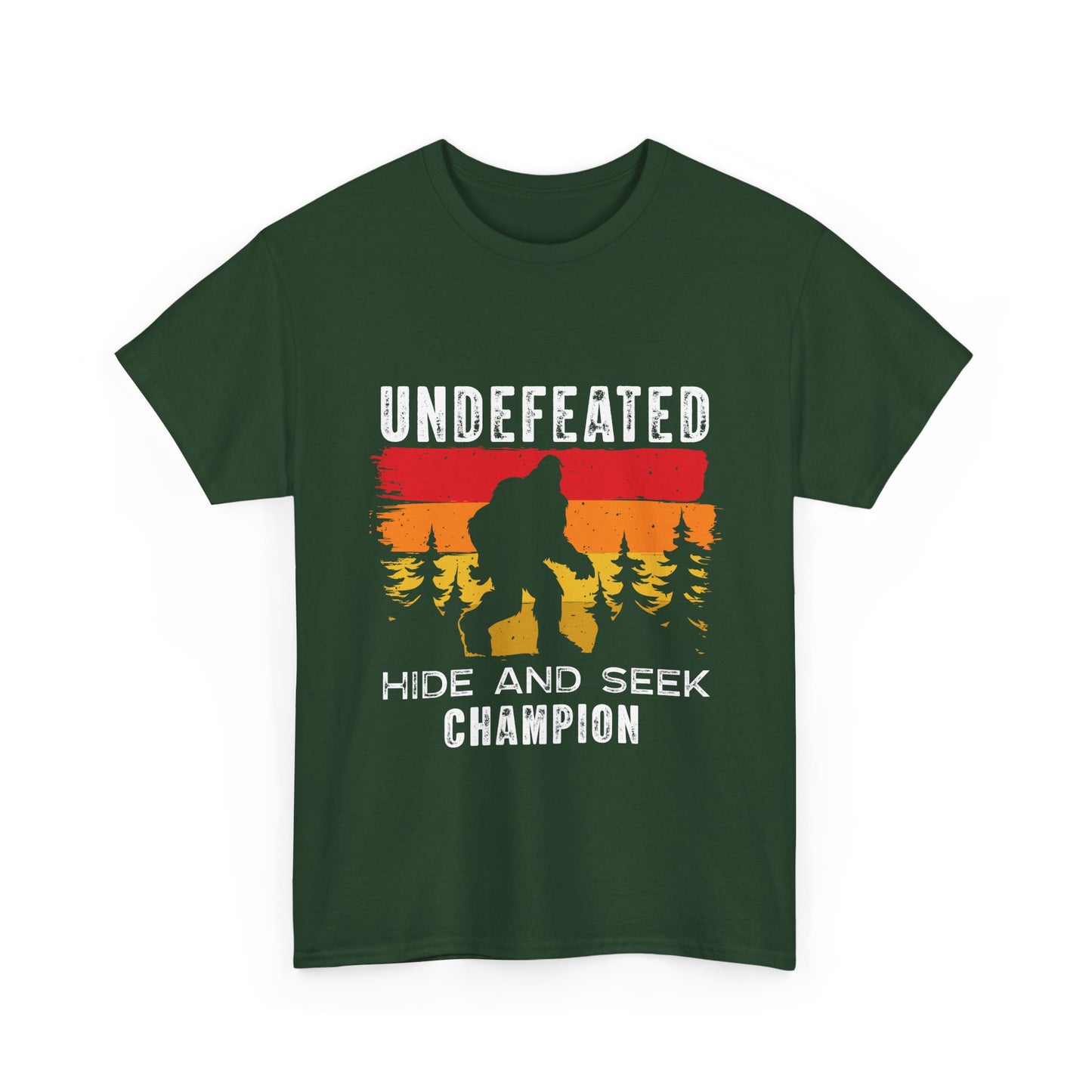 Undefeated Hide and Seek Champion Bigfoot T-Shirt - Retro Sunset Tee