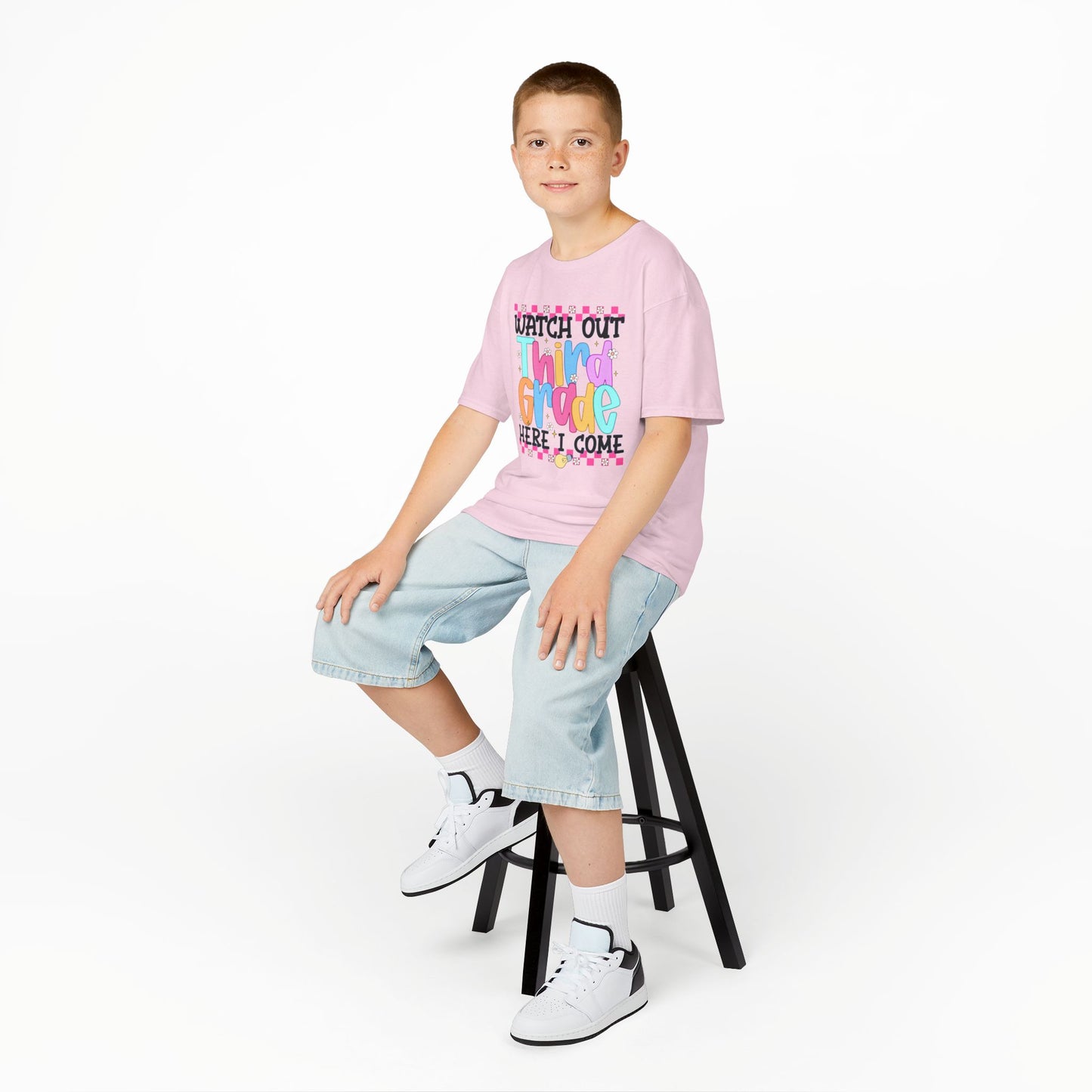 Watch Out Third Grade Shirt - Colorful Kids Back to School Tee, Heavy Cotton T-Shirt for 3rd Grade, First Day of School Outfit