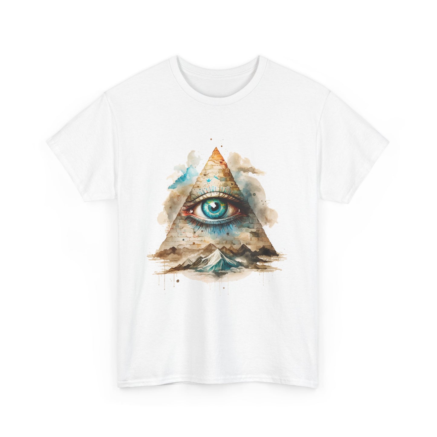 All-Seeing Eye Pyramid T-Shirt - Watercolor Illuminati Aesthetic Tee