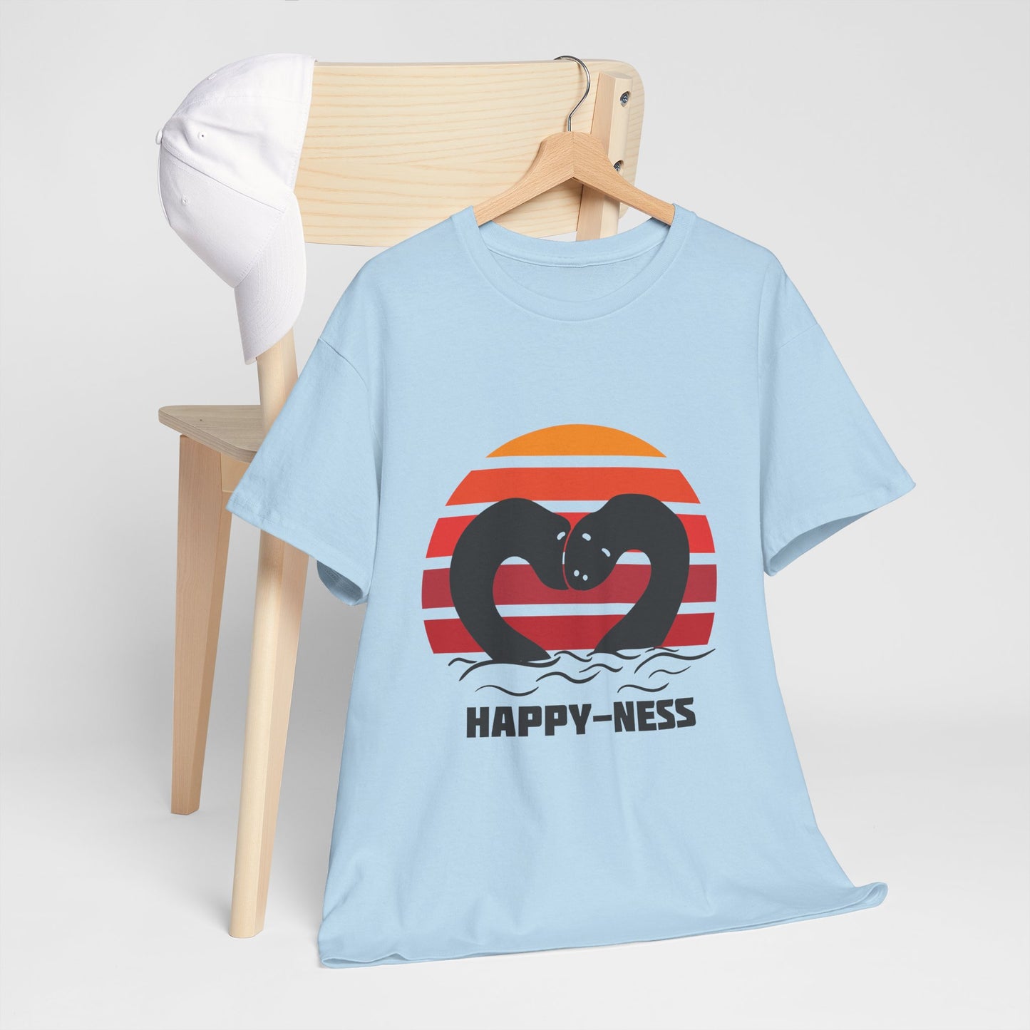 Happy-Ness Loch Ness Shirt - Cute Nessie Heart Retro Sunset Tee - Scotland Souvenir