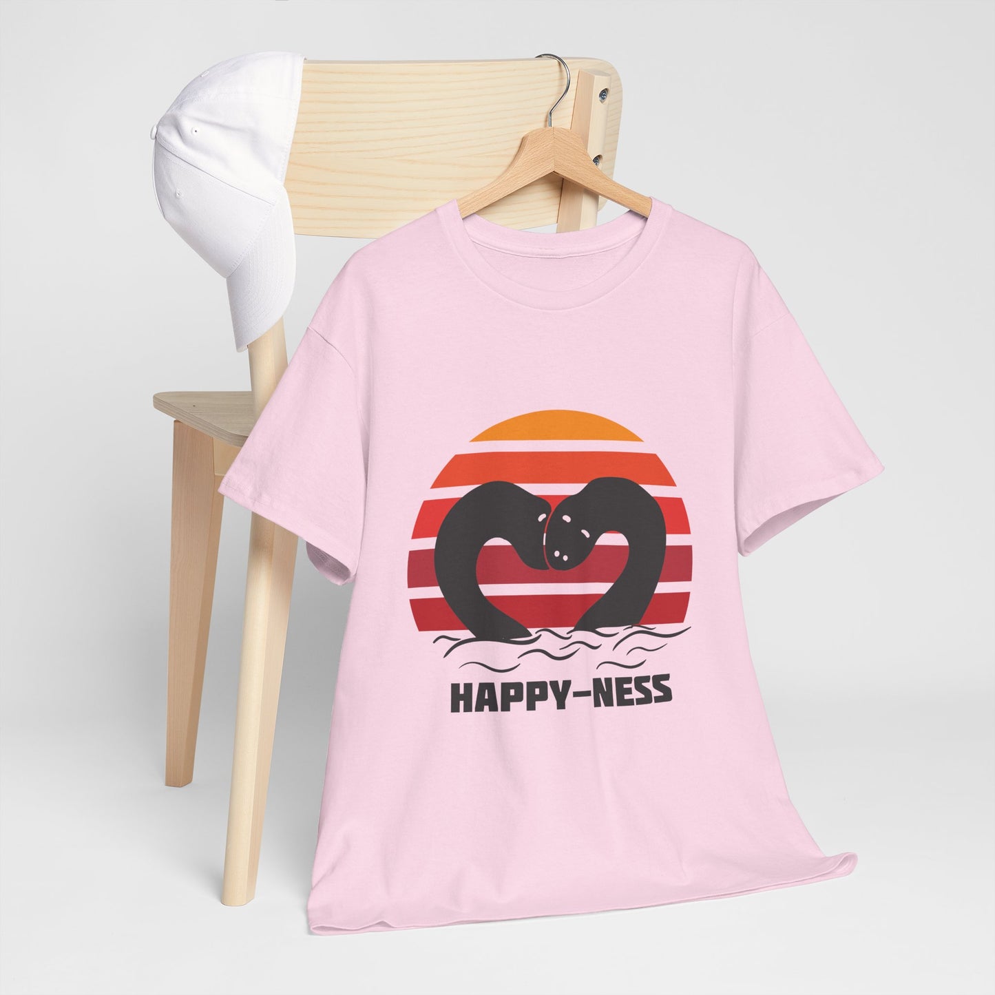 Happy-Ness Loch Ness Shirt - Cute Nessie Heart Retro Sunset Tee - Scotland Souvenir