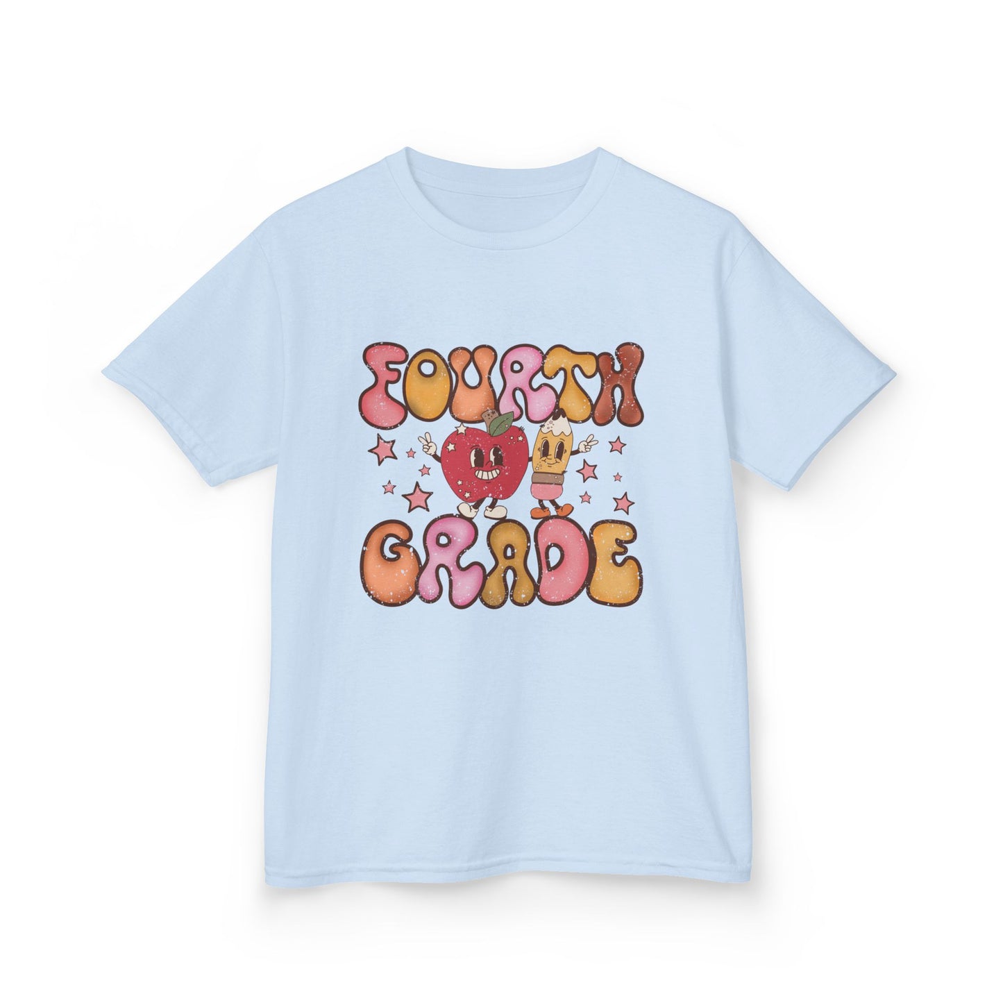 Fourth Grade Bubble Letters T-Shirt | Retro Kawaii Back to School Kids Tee