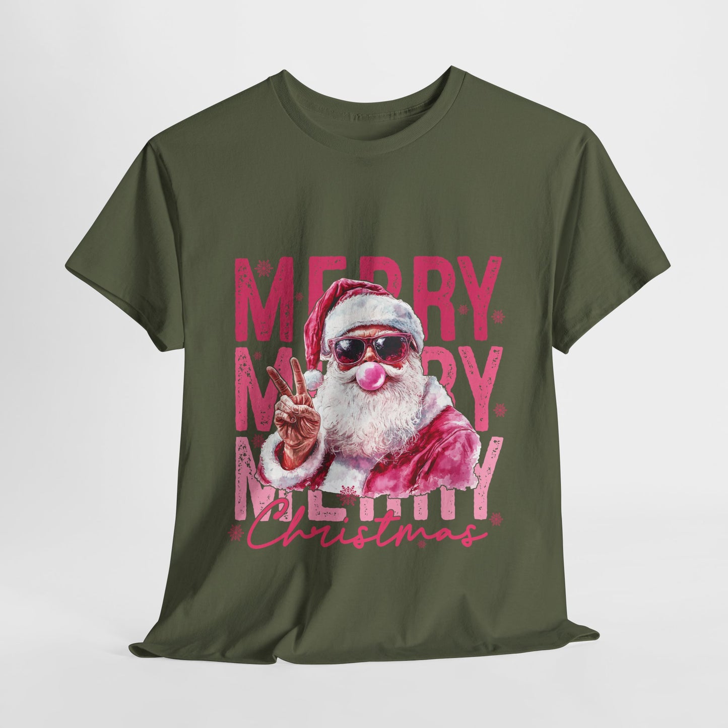 Cool Santa Bubblegum T-Shirt - Pink Merry Christmas Tee