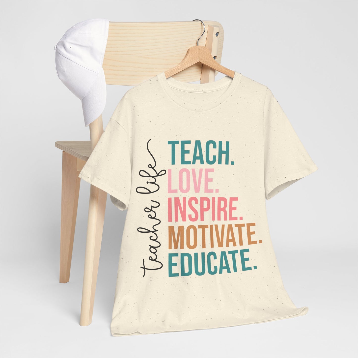 Teach Love Inspire Motivate Educate Shirt - Minimalist Teacher Life Tee, Positive Education Shirt Gift for Educators & Coaches