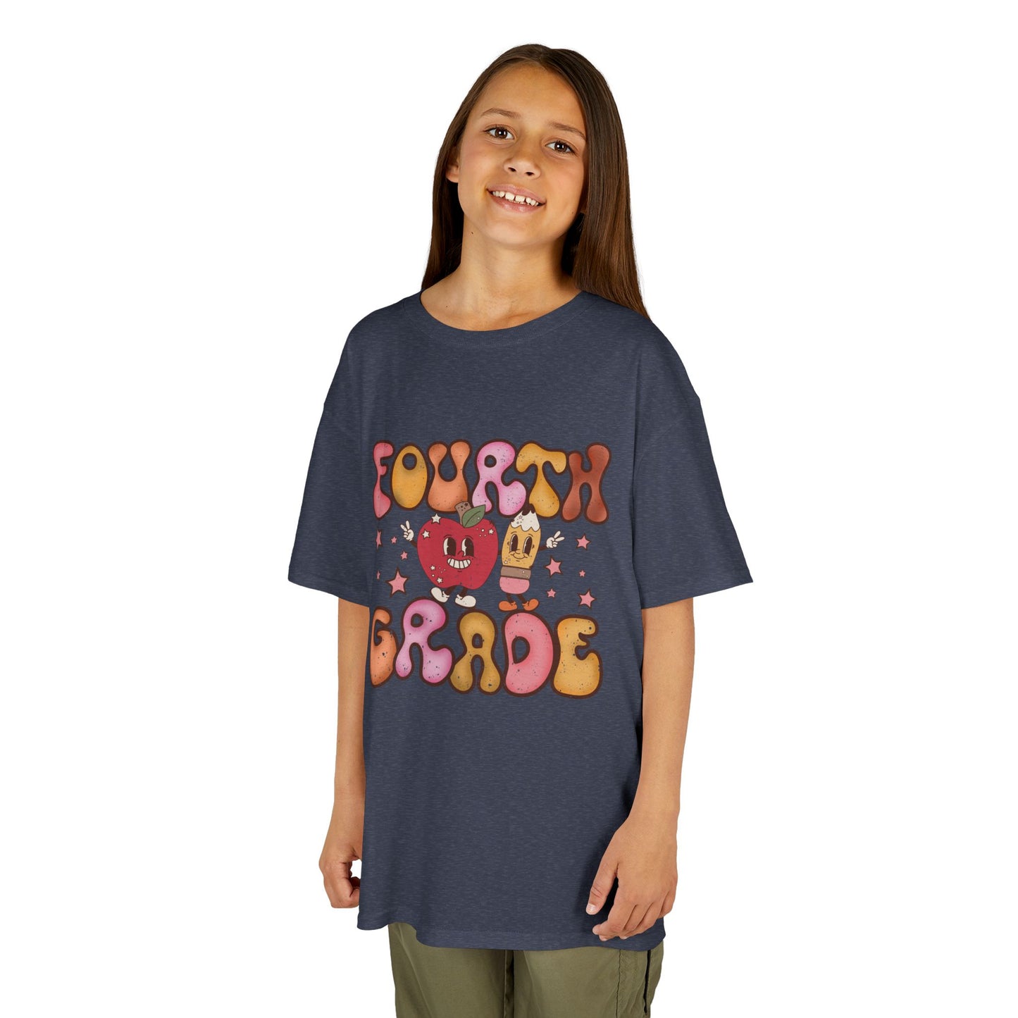 Fourth Grade Bubble Letters T-Shirt | Retro Kawaii Back to School Kids Tee