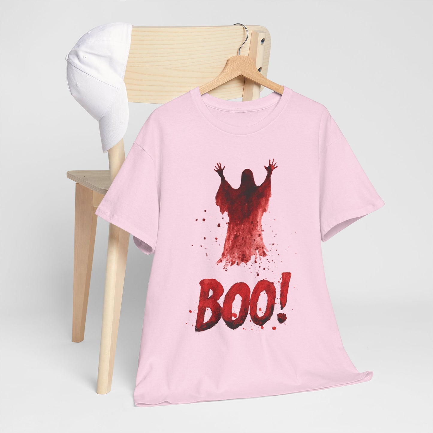 Boo Ghost Halloween T-Shirt - Red Spirit Blood Splatter Horror Tee