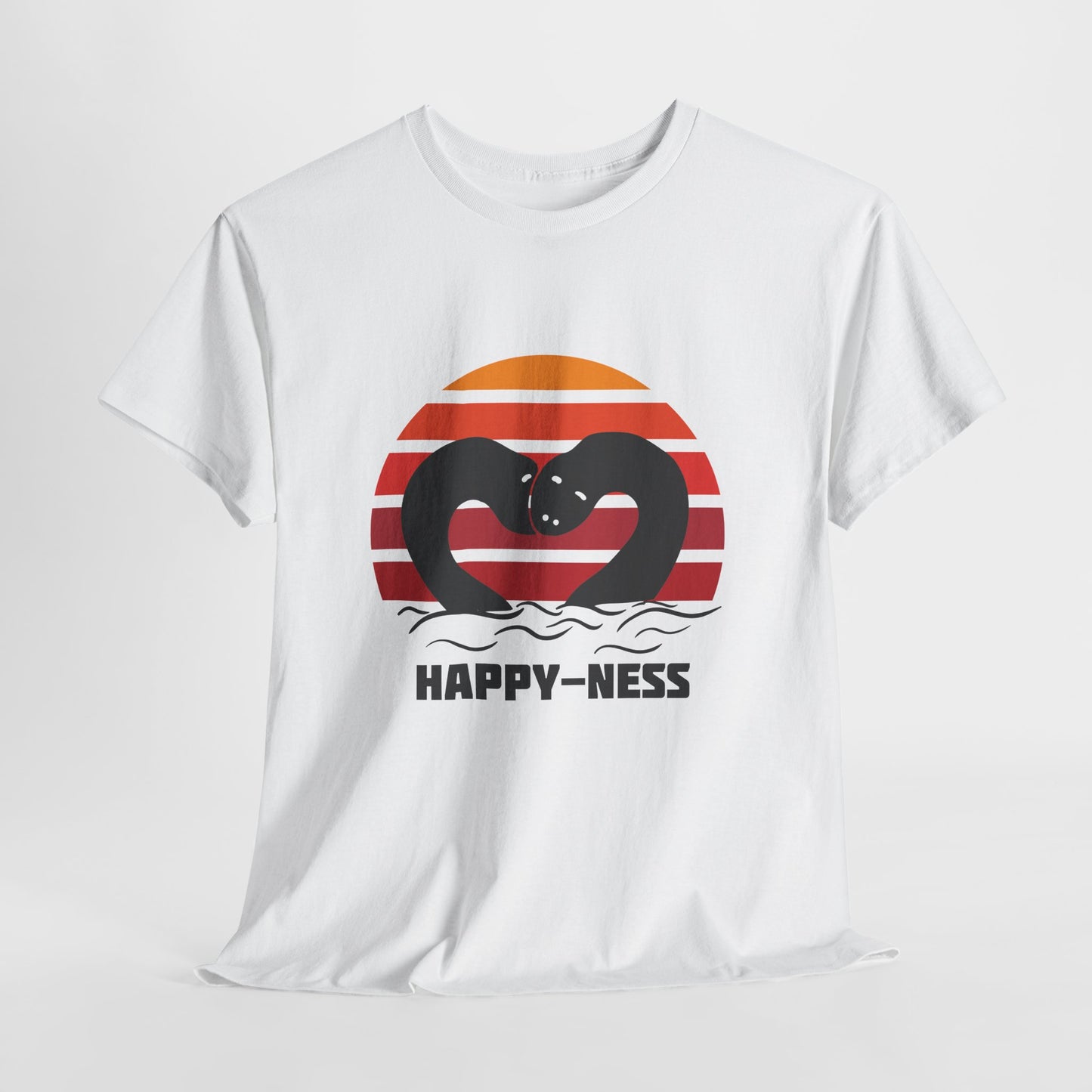 Happy-Ness Loch Ness Shirt - Cute Nessie Heart Retro Sunset Tee - Scotland Souvenir